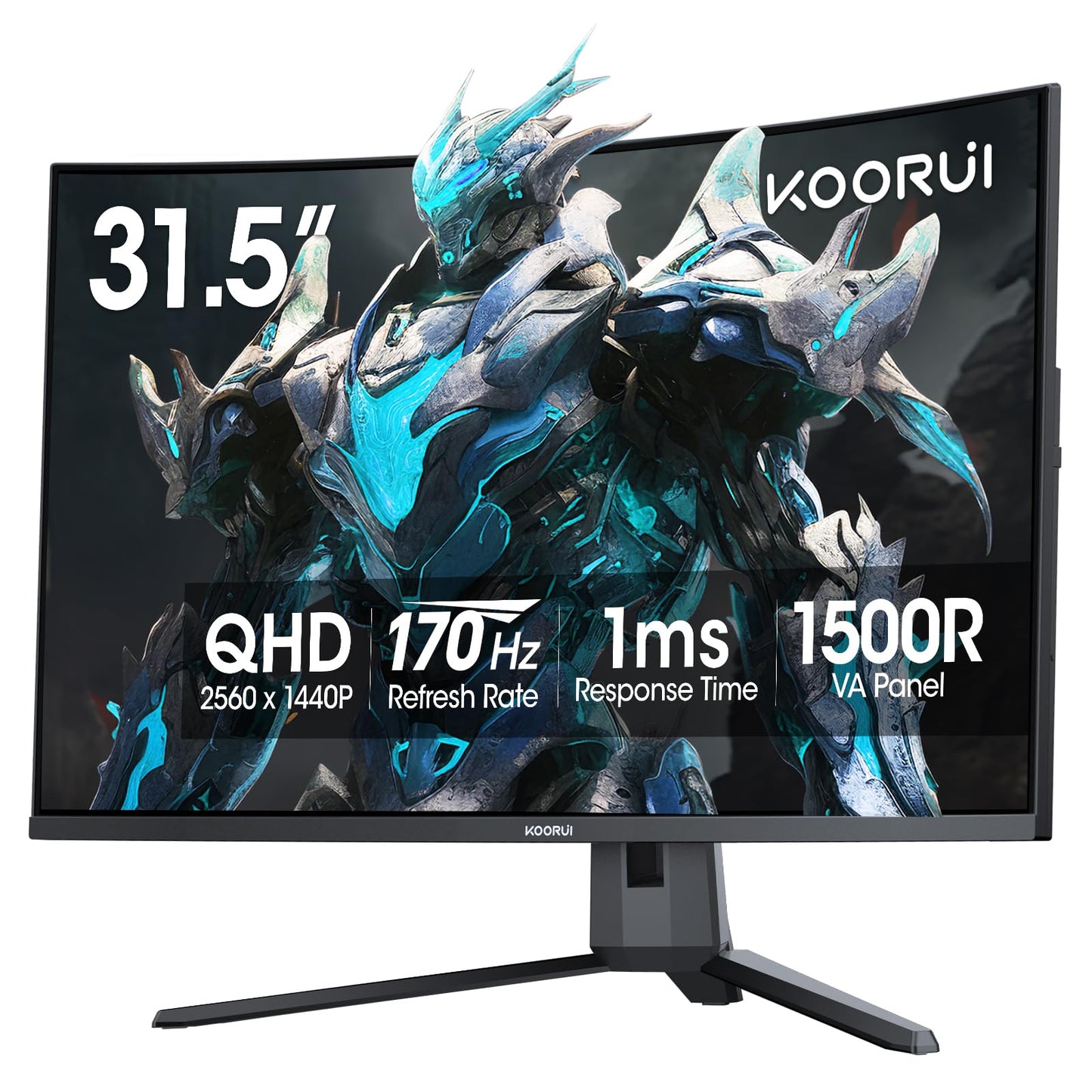 KOORUI 24 inch Curved Gaming Monitor 180Hz FHD 1080P Computer Monitor, 1ms 1500R Display, Adaptive Sync, FreeSync Premium, HDMI 2.0X2 & DP 1.2, VESA, Tilt, 24E6CA