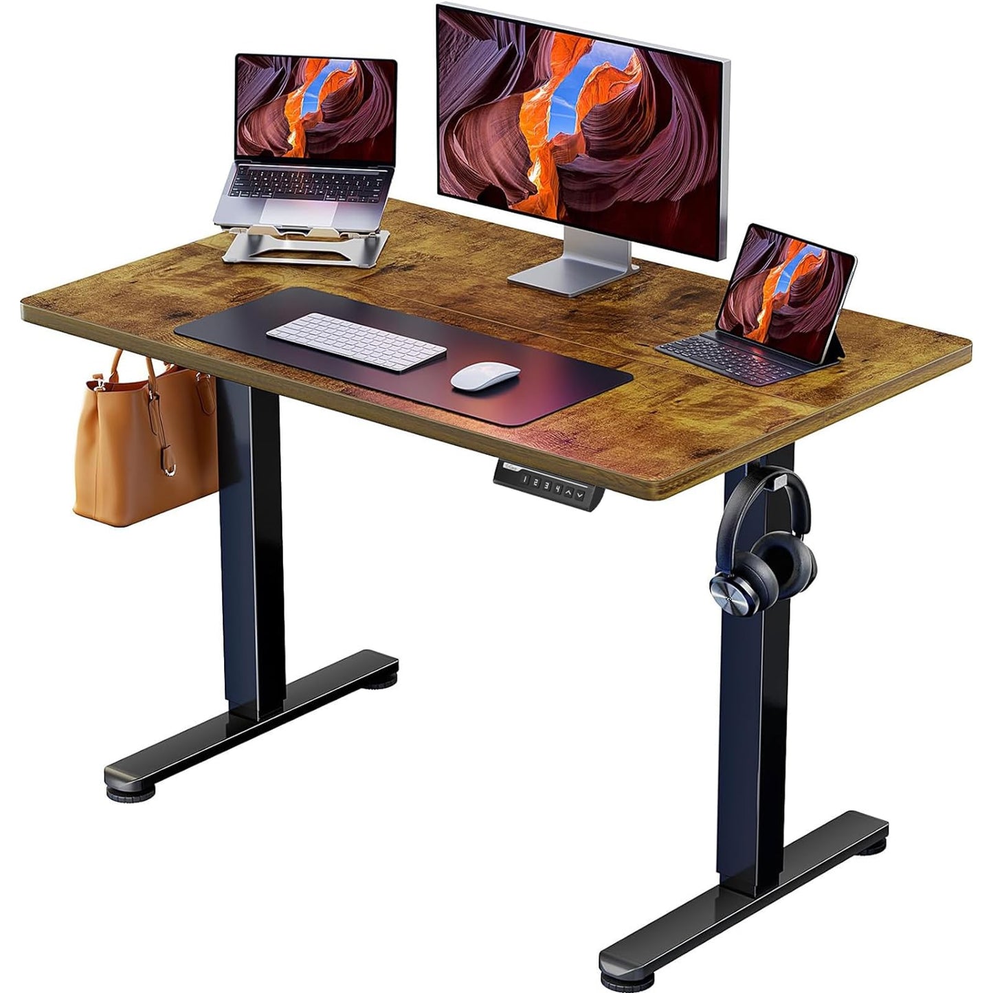 ErGear Height Adjustable Electric Standing Desk, 47.2 x 23.6 Inches Sit Stand up Desk, Memory Computer Home Office Desk (Black)