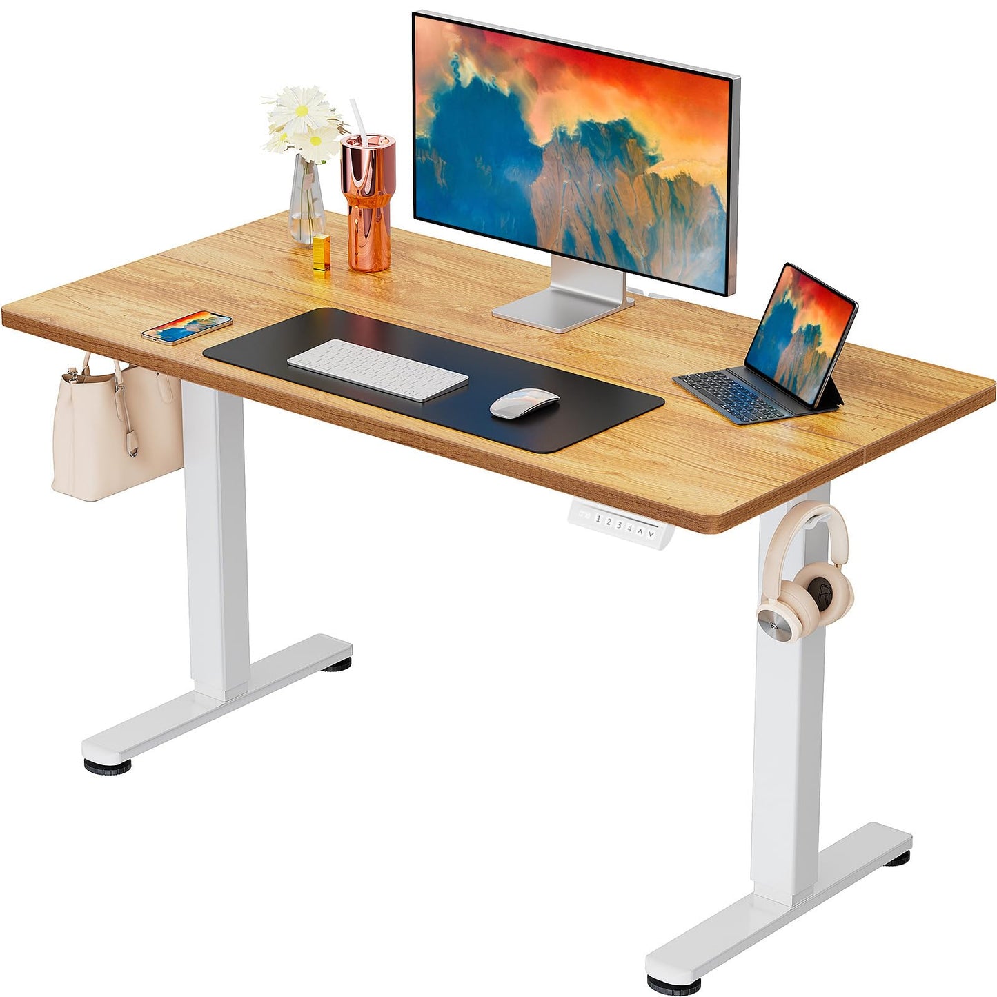 ErGear Height Adjustable Electric Standing Desk, 47.2 x 23.6 Inches Sit Stand up Desk, Memory Computer Home Office Desk (Black)