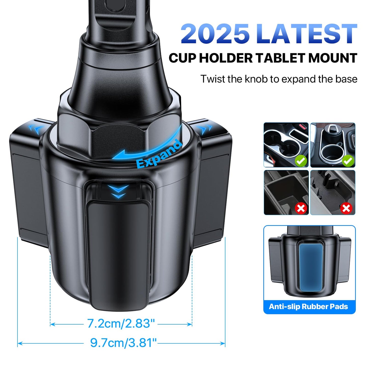 Miracase [Upgraded Version Cup Phone Holder for Car, Universal Adjustable Long Neck Car Phone Mount Cradle Friendly Compatible with iPhone Samsung Google and All 4.0-7.0 inches Smartphones