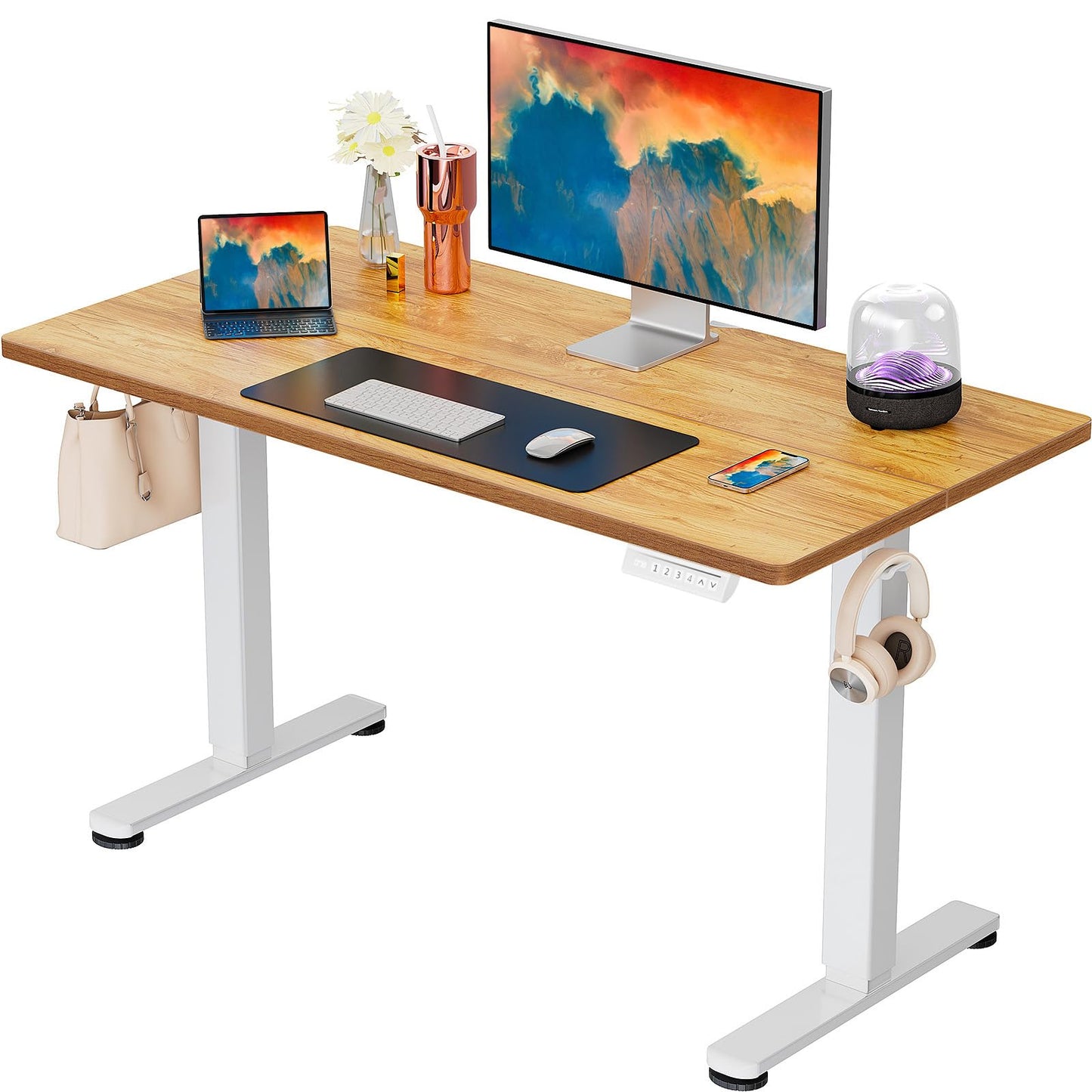 ErGear Height Adjustable Electric Standing Desk, 47.2 x 23.6 Inches Sit Stand up Desk, Memory Computer Home Office Desk (Black)