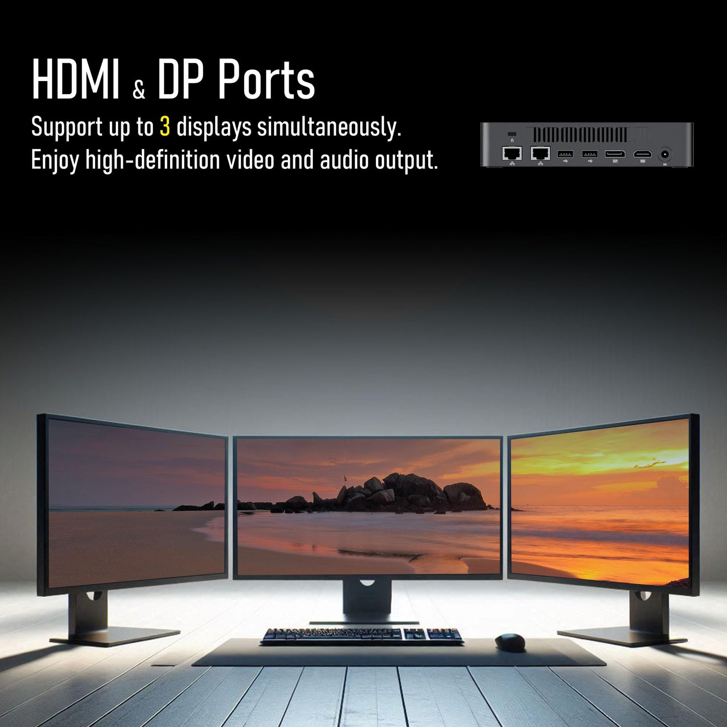 F9 Mini PC, Intel 13th Gen i5-13420H, 16GB DDR4 RAM, 512GB M.2 SSD, Support 8K, Triple Display, HDMI x1, DP x 1, USB3.2 x 4, USB2.0 x 2, Type-C x 1, 2.5GB LAN x 2, WiFi6/BT5.2