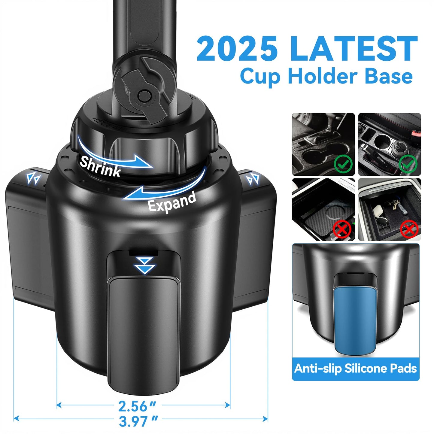 Miracase [Upgraded Version Cup Phone Holder for Car, Universal Adjustable Long Neck Car Phone Mount Cradle Friendly Compatible with iPhone Samsung Google and All 4.0-7.0 inches Smartphones