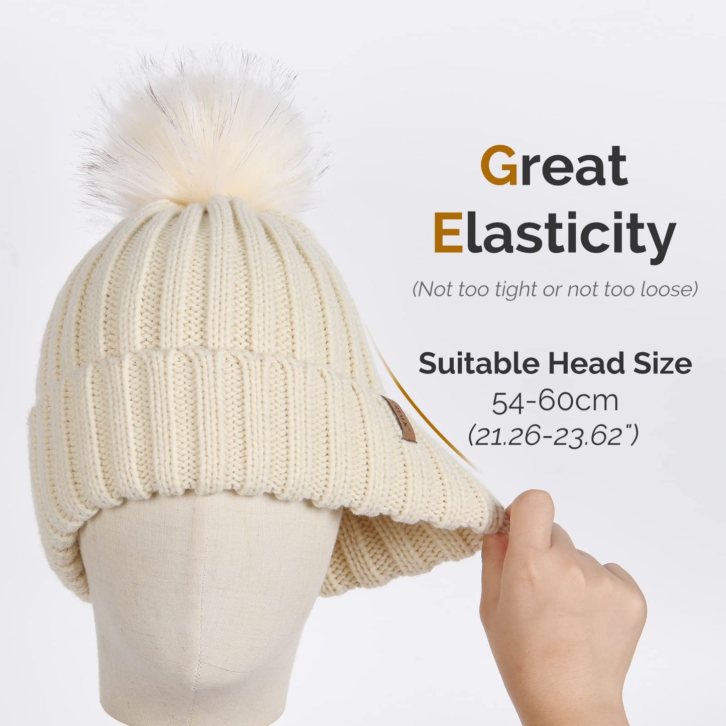 FURTALK Womens Winter Knitted Beanie Hat with Faux Fur Pom Warm Knit Skull Cap Beanie for Women