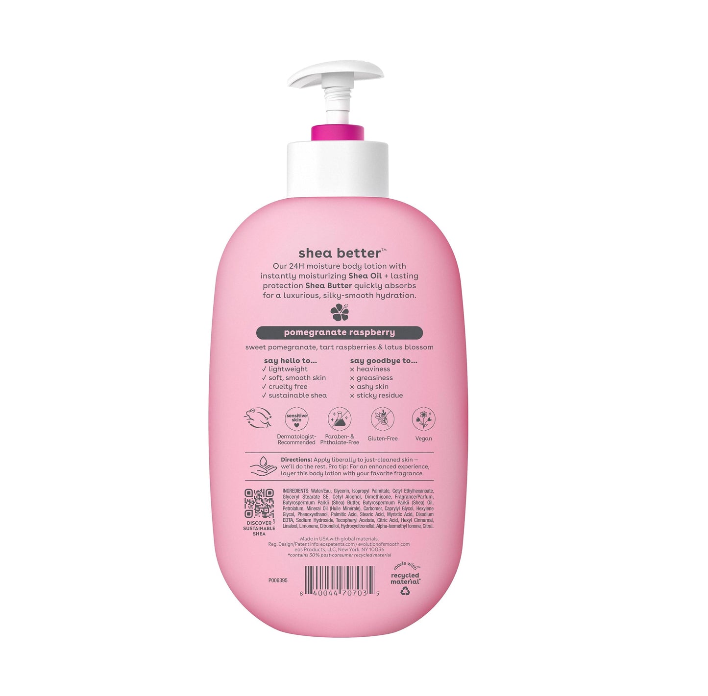 eos Shea Better Body Lotion, Fresh & Cozy, 24-Hour Moisture Skin Care, Lightweight & Non-Greasy, Natural Shea, Vegan, 16 fl oz