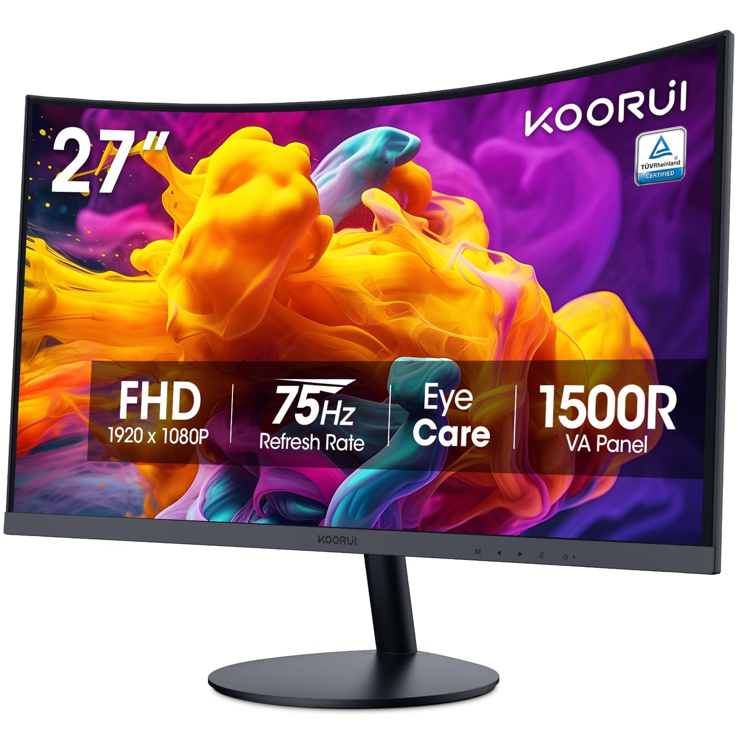 KOORUI 24 inch Curved Gaming Monitor 180Hz FHD 1080P Computer Monitor, 1ms 1500R Display, Adaptive Sync, FreeSync Premium, HDMI 2.0X2 & DP 1.2, VESA, Tilt, 24E6CA