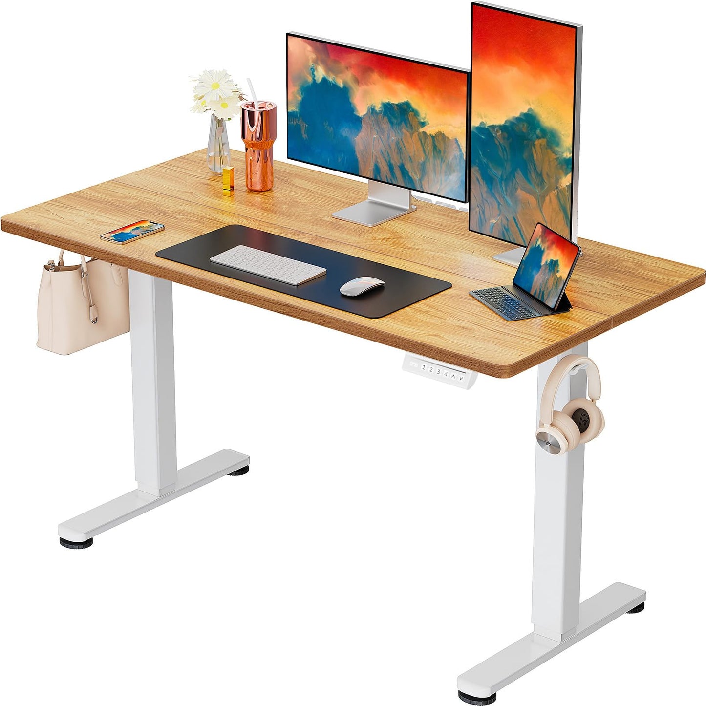 ErGear Height Adjustable Electric Standing Desk, 47.2 x 23.6 Inches Sit Stand up Desk, Memory Computer Home Office Desk (Black)