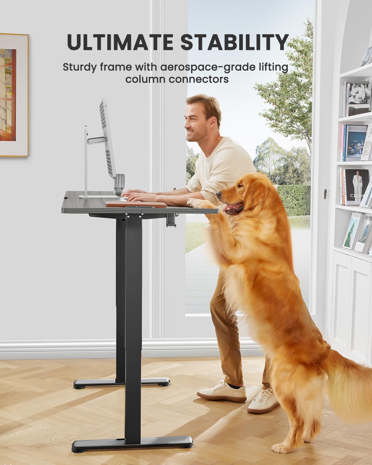 ErGear Height Adjustable Electric Standing Desk, 47.2 x 23.6 Inches Sit Stand up Desk, Memory Computer Home Office Desk (Black)