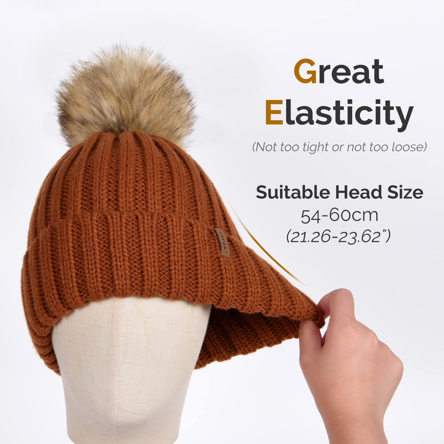 FURTALK Womens Winter Knitted Beanie Hat with Faux Fur Pom Warm Knit Skull Cap Beanie for Women