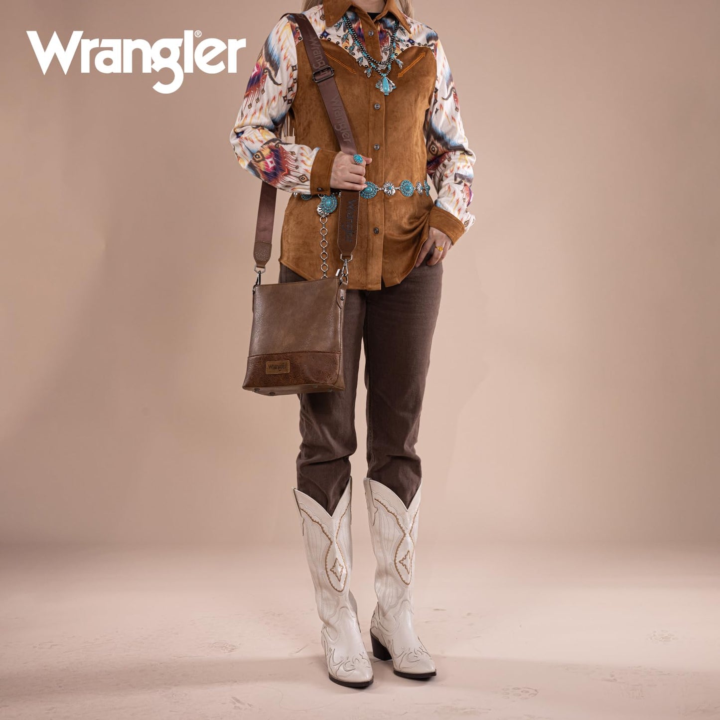 Wrangler Crossbody Purses for Women Two Tone Crossbody Bags Women Purses and Handbags