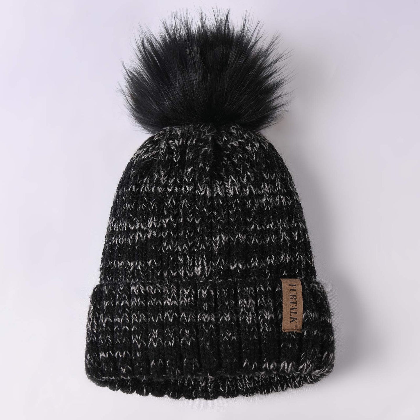 FURTALK Womens Winter Knitted Beanie Hat with Faux Fur Pom Warm Knit Skull Cap Beanie for Women