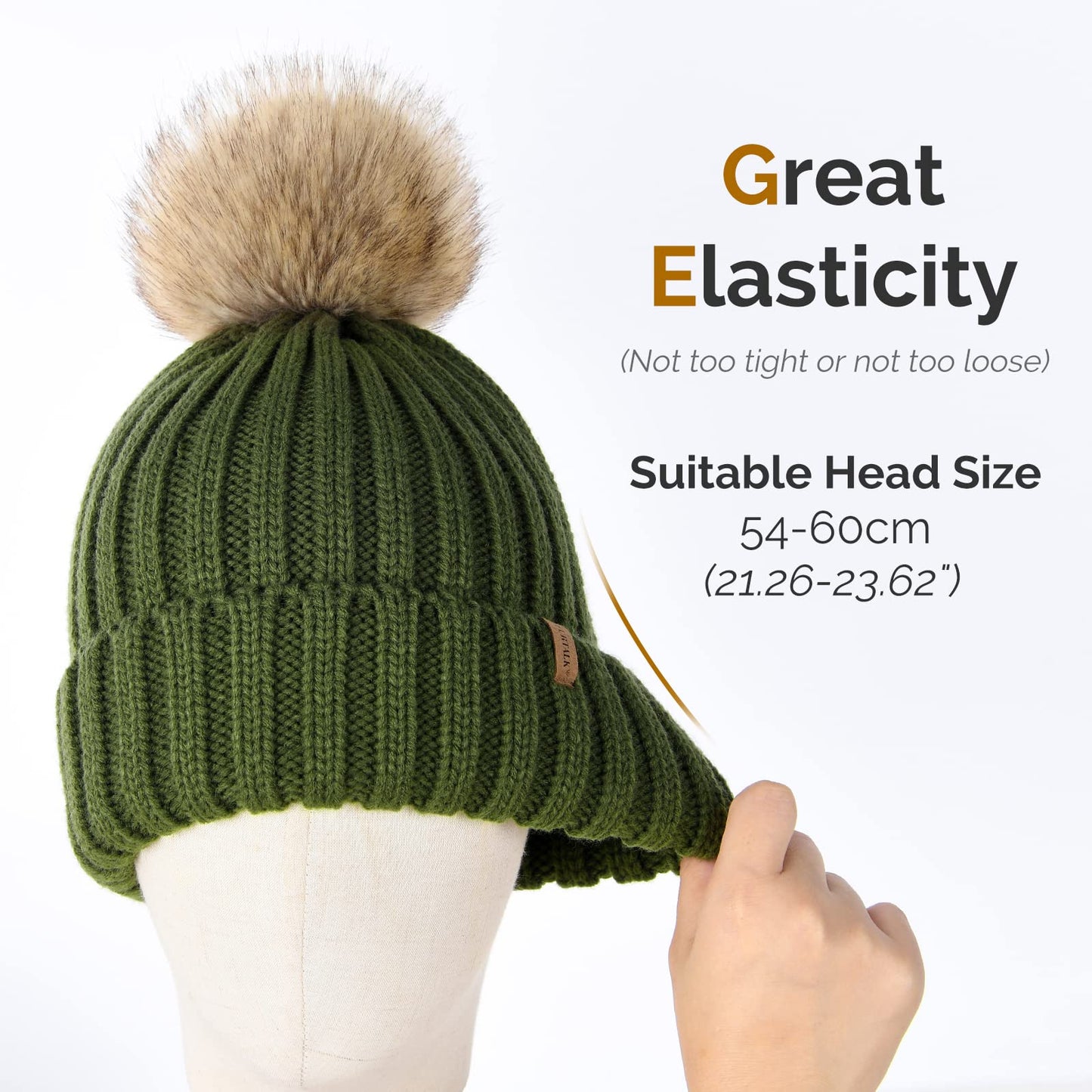 FURTALK Womens Winter Knitted Beanie Hat with Faux Fur Pom Warm Knit Skull Cap Beanie for Women