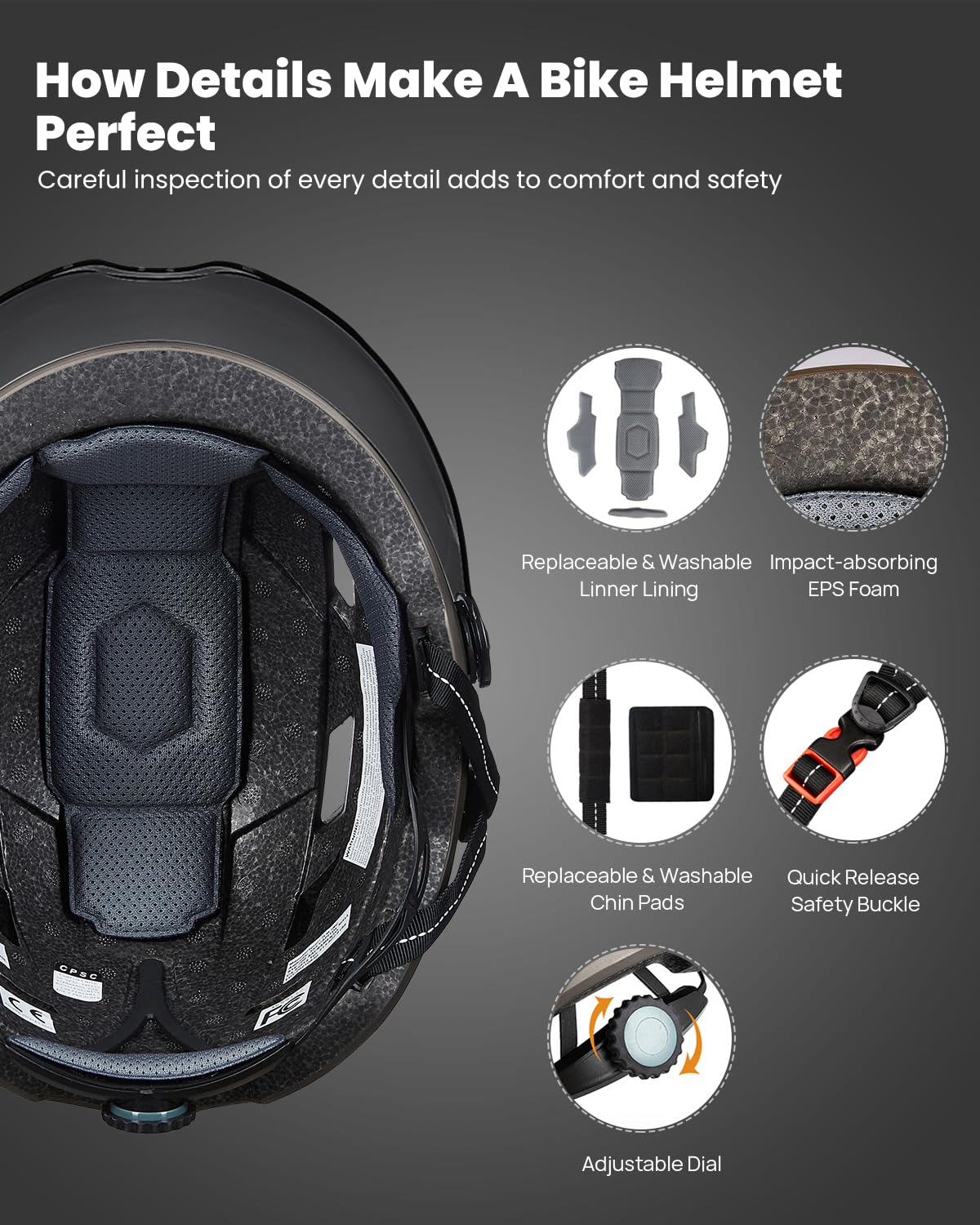 ILM Adult Bike Helmet with USB Rechargeable LED Front and Back Light Mountain&Road Bicycle Helmets for Men Women Removable Goggle Cycling Helmet E3-10L