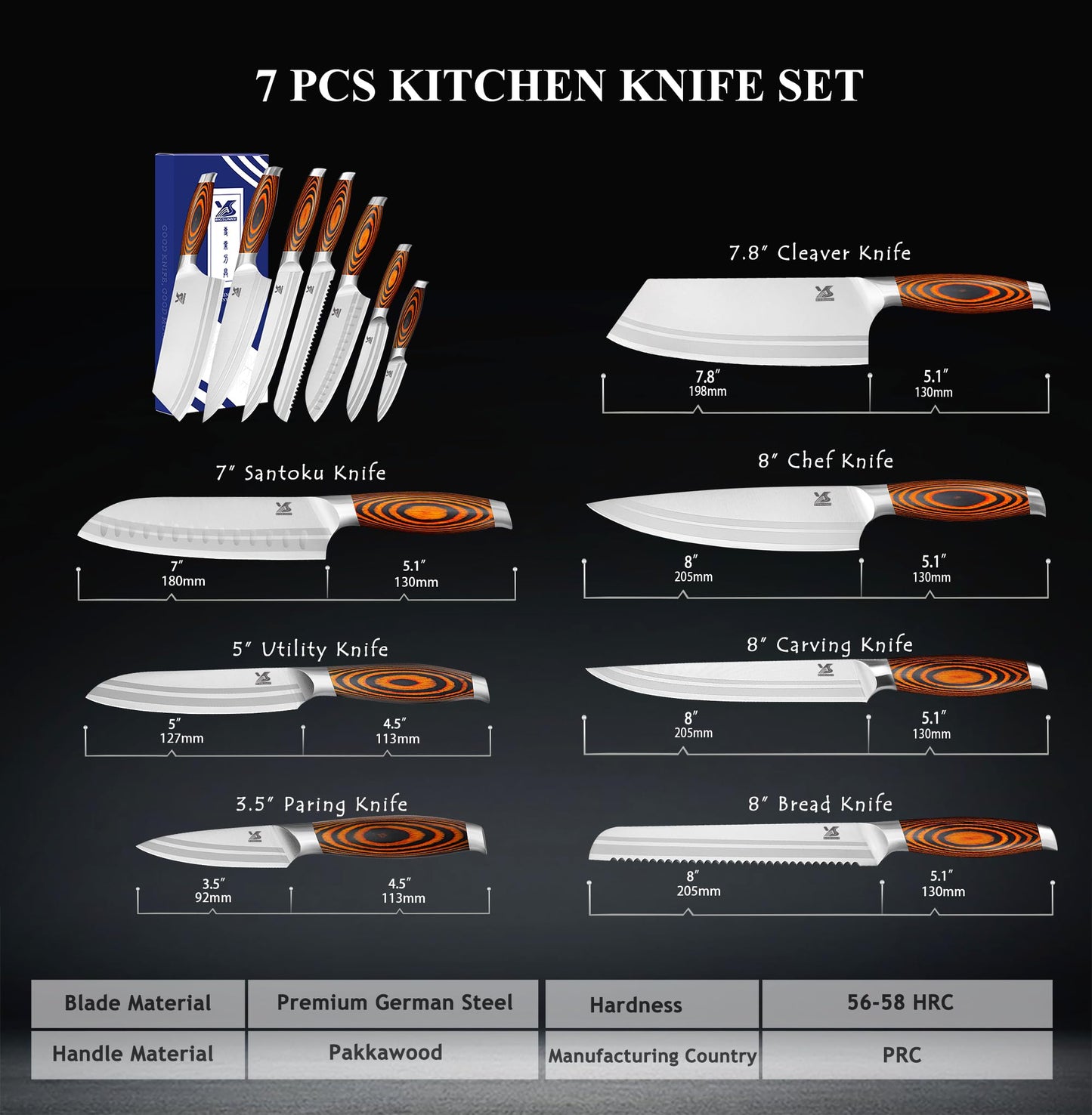 MSY BIGSUNNY Knife Block Set 17-piece Knife Set with Wooden Block - German Steel Perfect Cutlery Set Gift