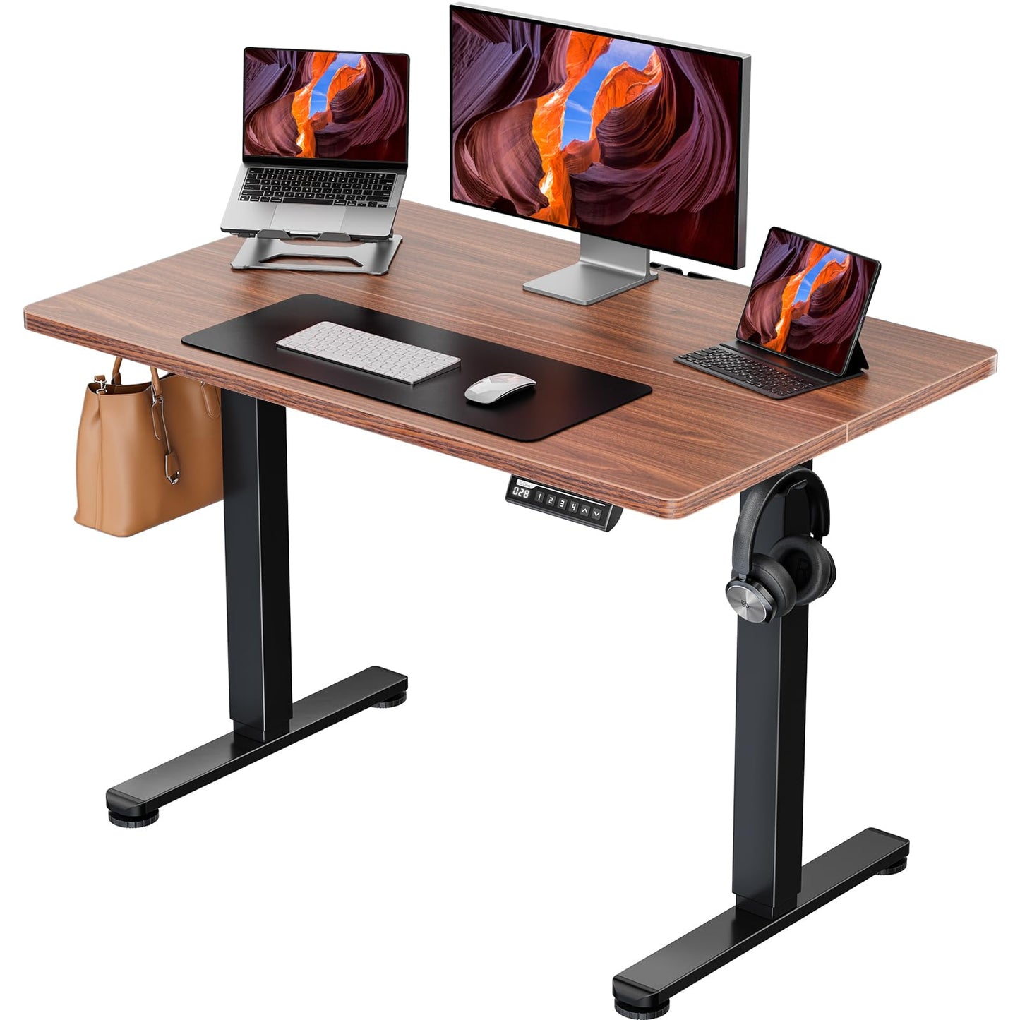 ErGear Height Adjustable Electric Standing Desk, 47.2 x 23.6 Inches Sit Stand up Desk, Memory Computer Home Office Desk (Black)