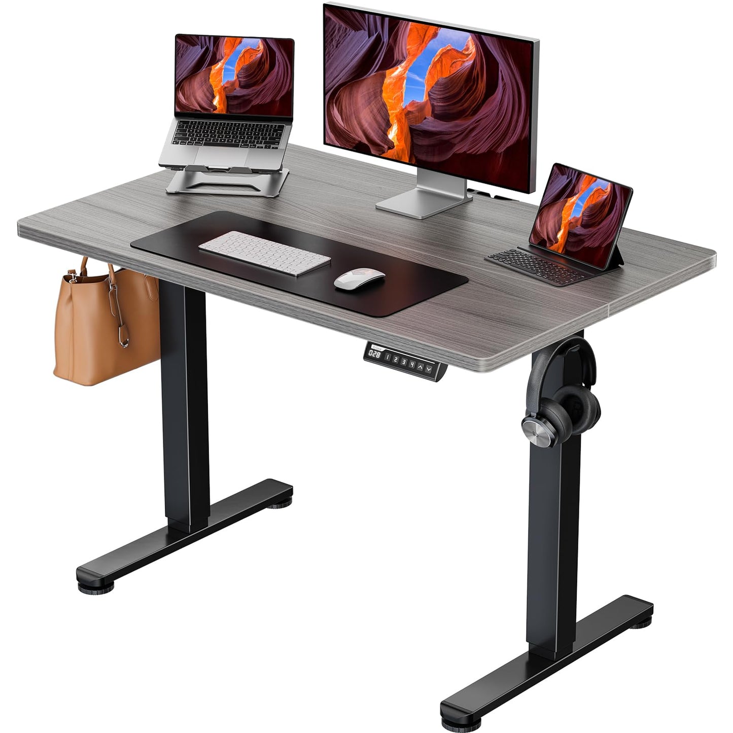 ErGear Height Adjustable Electric Standing Desk, 47.2 x 23.6 Inches Sit Stand up Desk, Memory Computer Home Office Desk (Black)