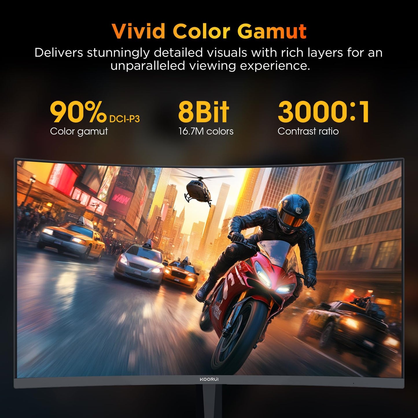 KOORUI 24 inch Curved Gaming Monitor 180Hz FHD 1080P Computer Monitor, 1ms 1500R Display, Adaptive Sync, FreeSync Premium, HDMI 2.0X2 & DP 1.2, VESA, Tilt, 24E6CA