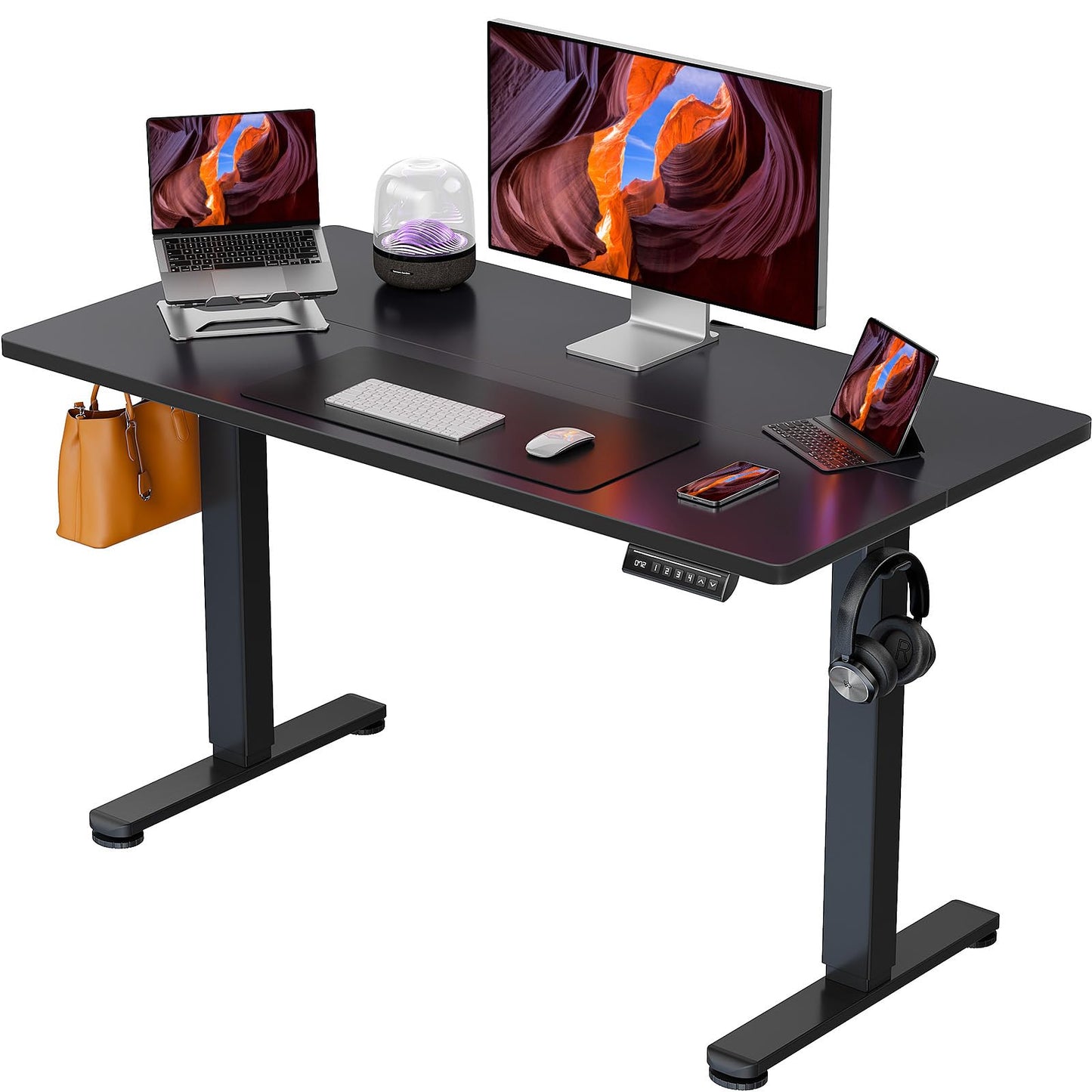 ErGear Height Adjustable Electric Standing Desk, 47.2 x 23.6 Inches Sit Stand up Desk, Memory Computer Home Office Desk (Black)