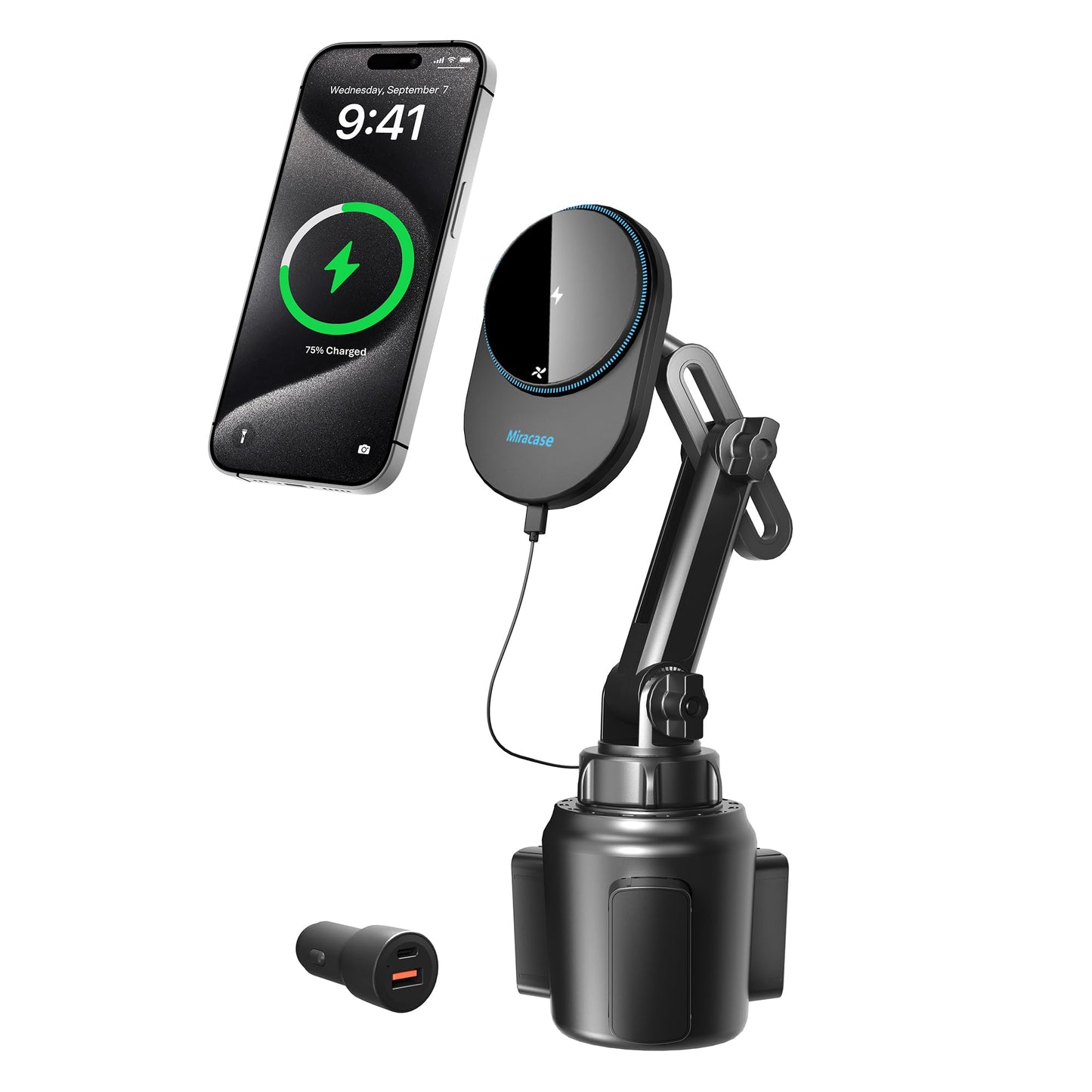 Miracase [Upgraded Version Cup Phone Holder for Car, Universal Adjustable Long Neck Car Phone Mount Cradle Friendly Compatible with iPhone Samsung Google and All 4.0-7.0 inches Smartphones