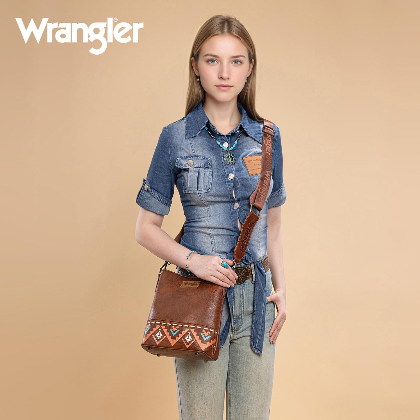 Wrangler Crossbody Purses for Women Two Tone Crossbody Bags Women Purses and Handbags