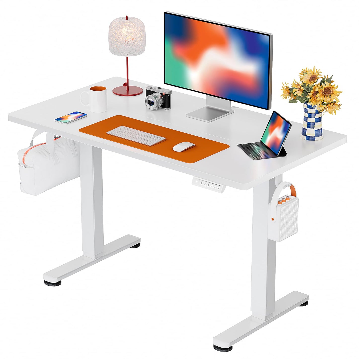 ErGear Height Adjustable Electric Standing Desk, 47.2 x 23.6 Inches Sit Stand up Desk, Memory Computer Home Office Desk (Black)