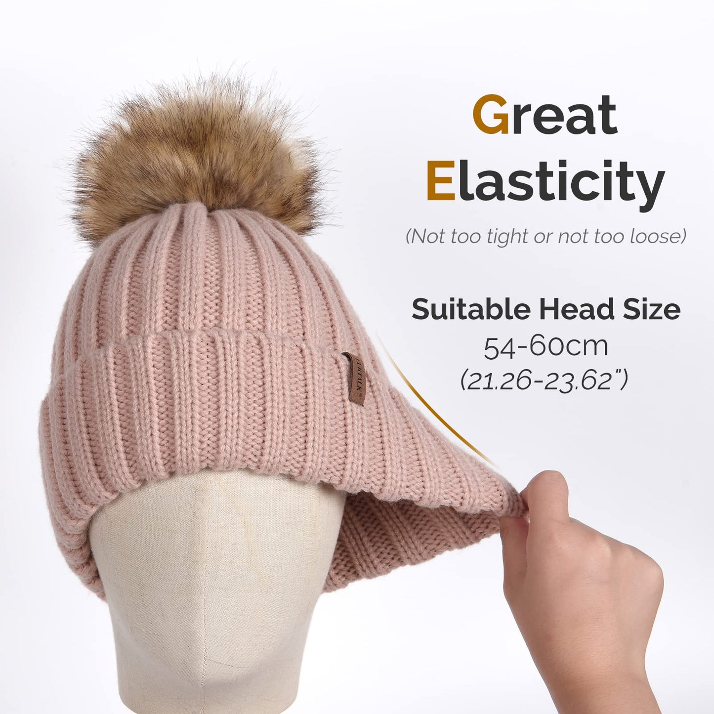 FURTALK Womens Winter Knitted Beanie Hat with Faux Fur Pom Warm Knit Skull Cap Beanie for Women