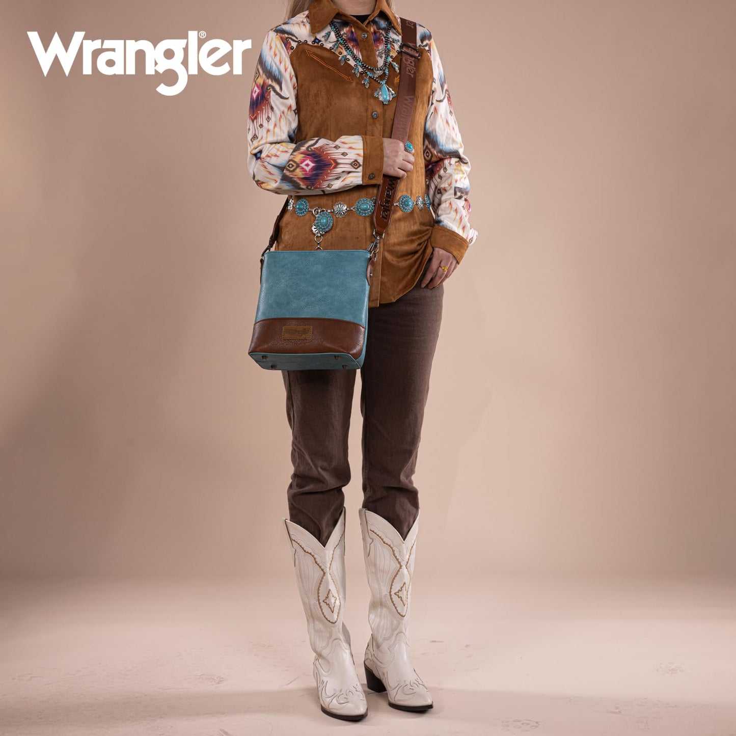 Wrangler Crossbody Purses for Women Two Tone Crossbody Bags Women Purses and Handbags