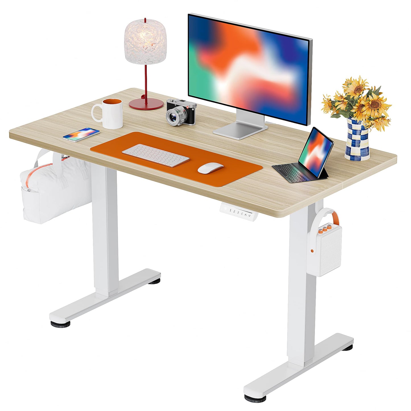 ErGear Height Adjustable Electric Standing Desk, 47.2 x 23.6 Inches Sit Stand up Desk, Memory Computer Home Office Desk (Black)