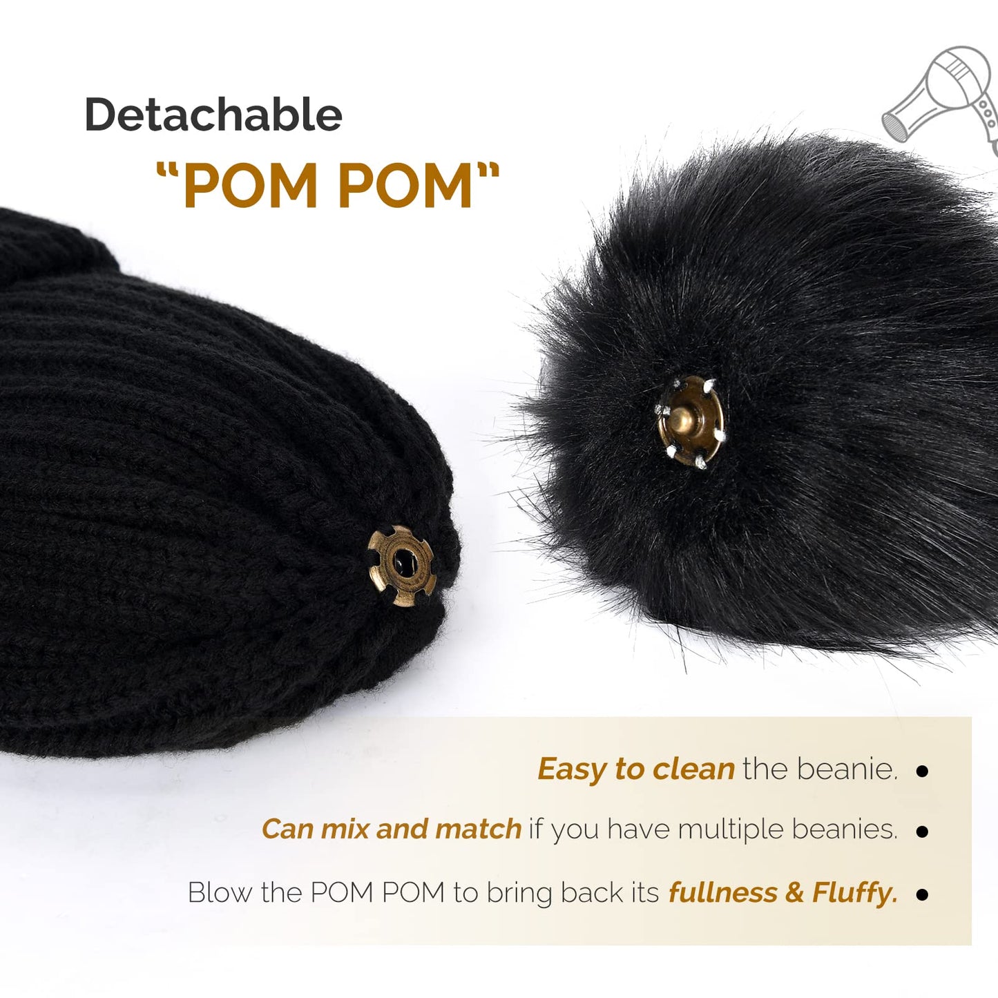 FURTALK Womens Winter Knitted Beanie Hat with Faux Fur Pom Warm Knit Skull Cap Beanie for Women