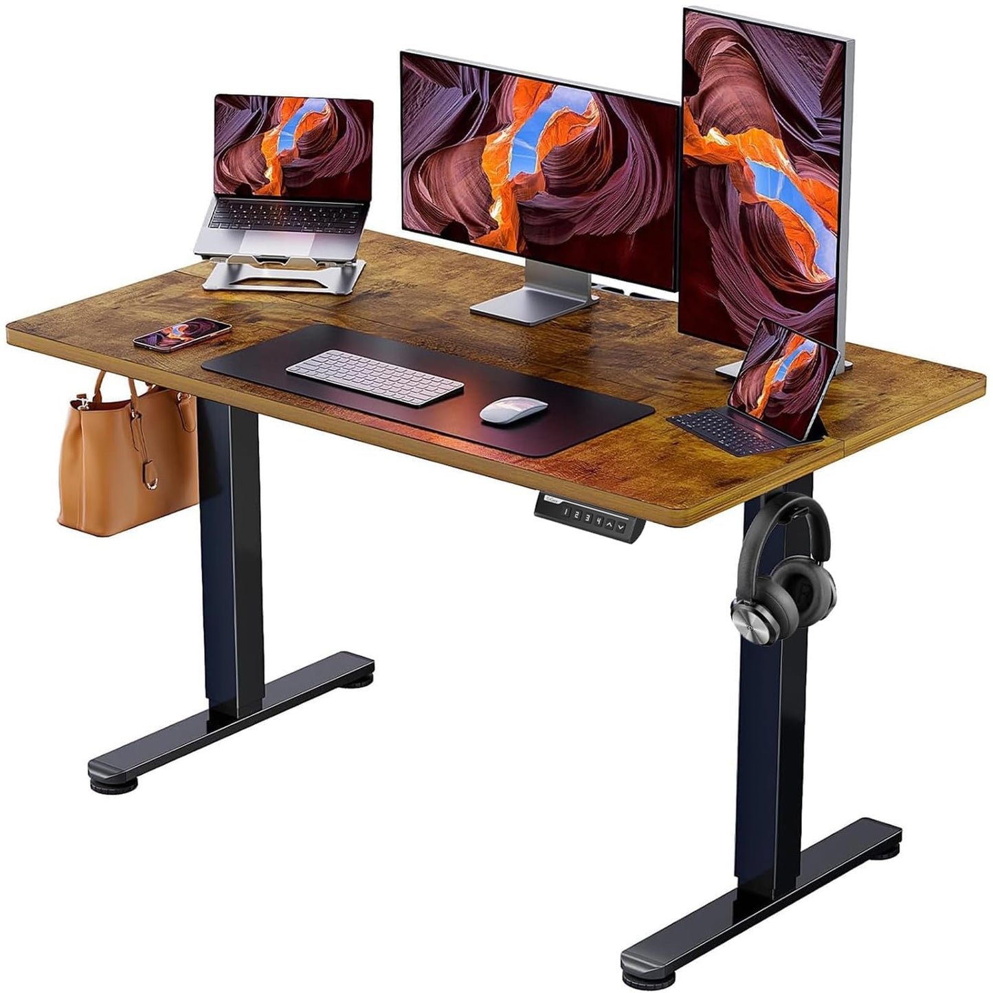 ErGear Height Adjustable Electric Standing Desk, 47.2 x 23.6 Inches Sit Stand up Desk, Memory Computer Home Office Desk (Black)