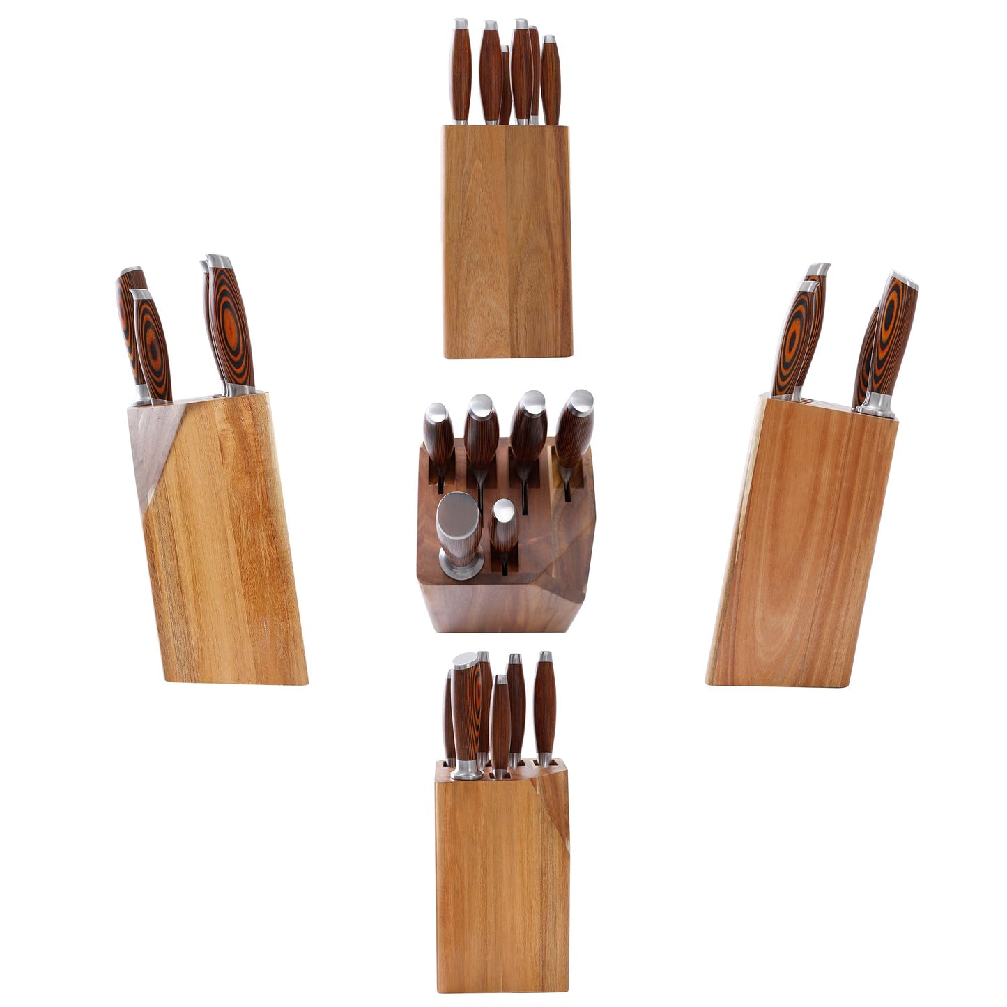 MSY BIGSUNNY Knife Block Set 17-piece Knife Set with Wooden Block - German Steel Perfect Cutlery Set Gift