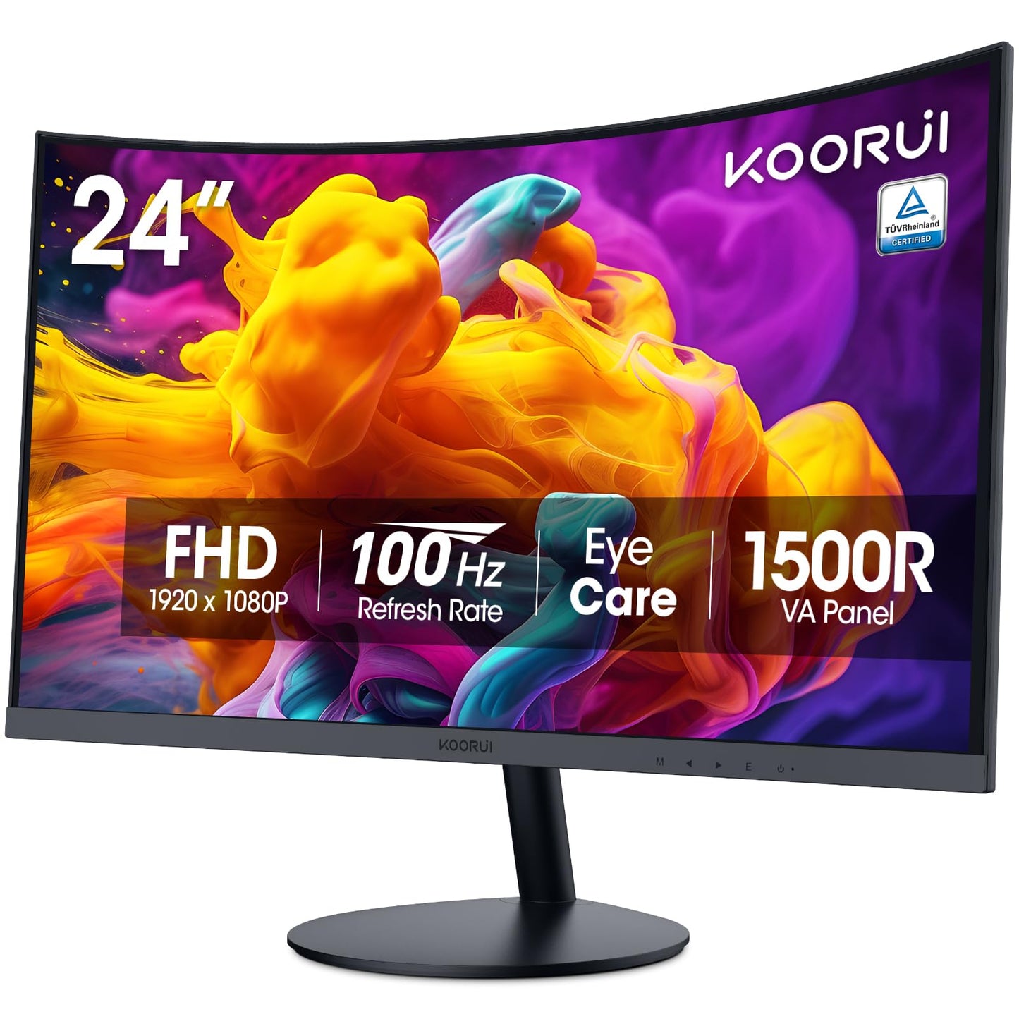 KOORUI 24 inch Curved Gaming Monitor 180Hz FHD 1080P Computer Monitor, 1ms 1500R Display, Adaptive Sync, FreeSync Premium, HDMI 2.0X2 & DP 1.2, VESA, Tilt, 24E6CA