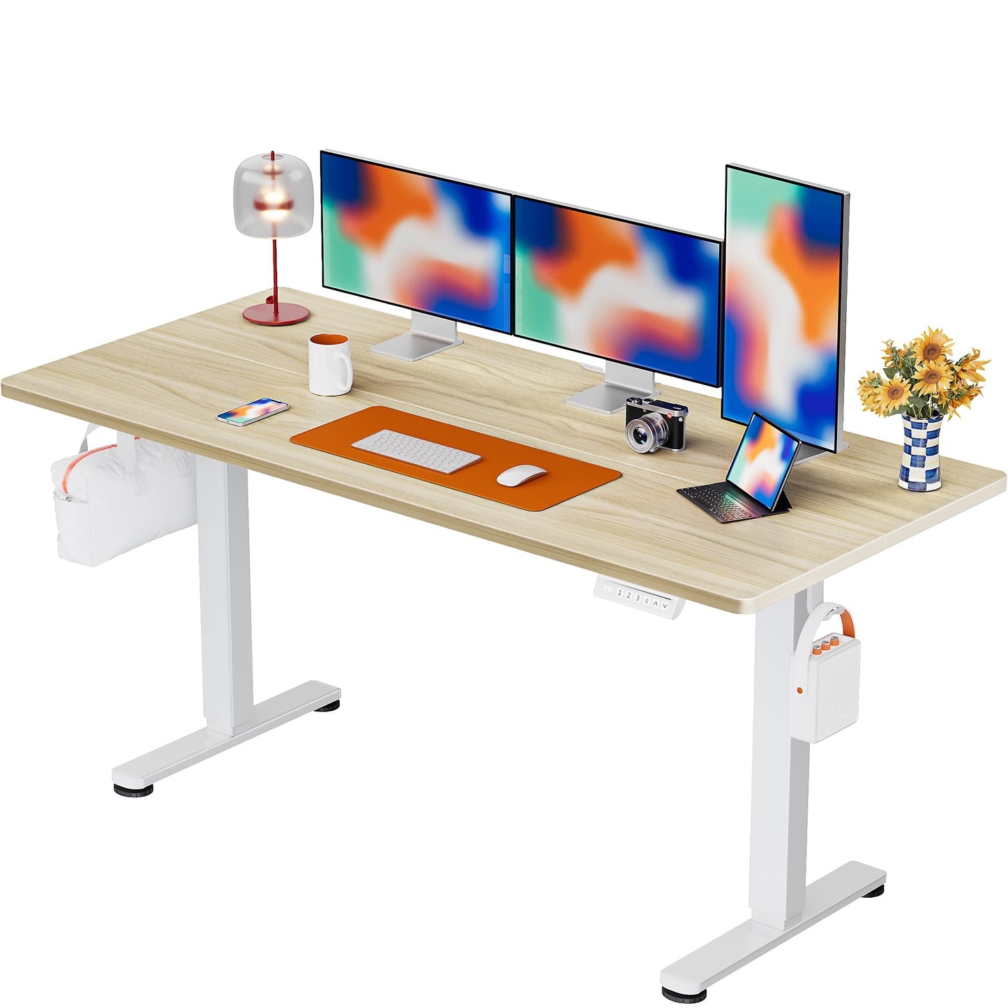 ErGear Height Adjustable Electric Standing Desk, 47.2 x 23.6 Inches Sit Stand up Desk, Memory Computer Home Office Desk (Black)