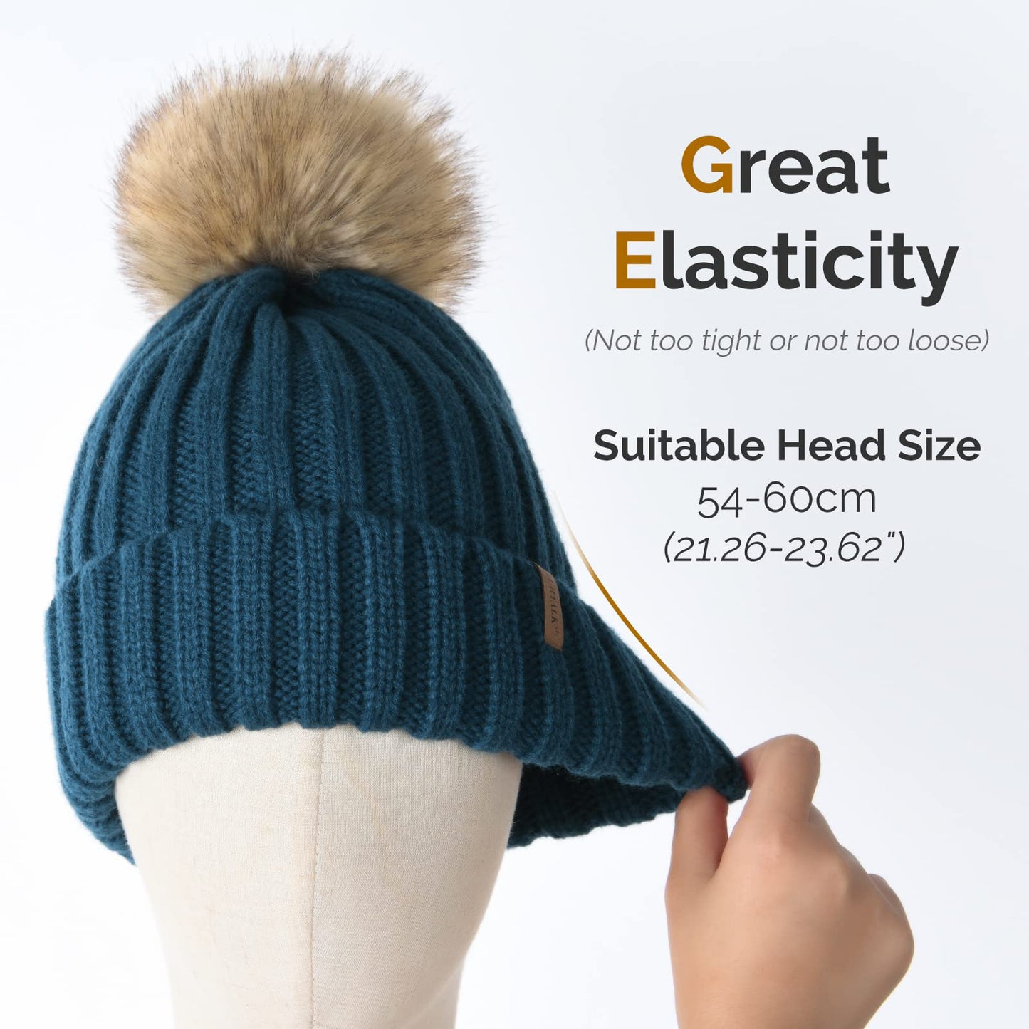 FURTALK Womens Winter Knitted Beanie Hat with Faux Fur Pom Warm Knit Skull Cap Beanie for Women