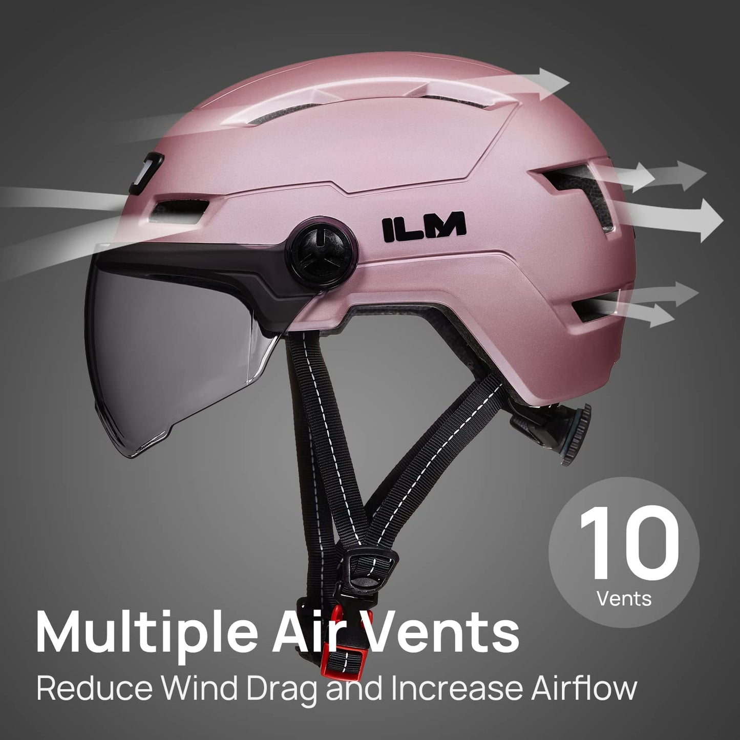 ILM Adult Bike Helmet with USB Rechargeable LED Front and Back Light Mountain&Road Bicycle Helmets for Men Women Removable Goggle Cycling Helmet E3-10L