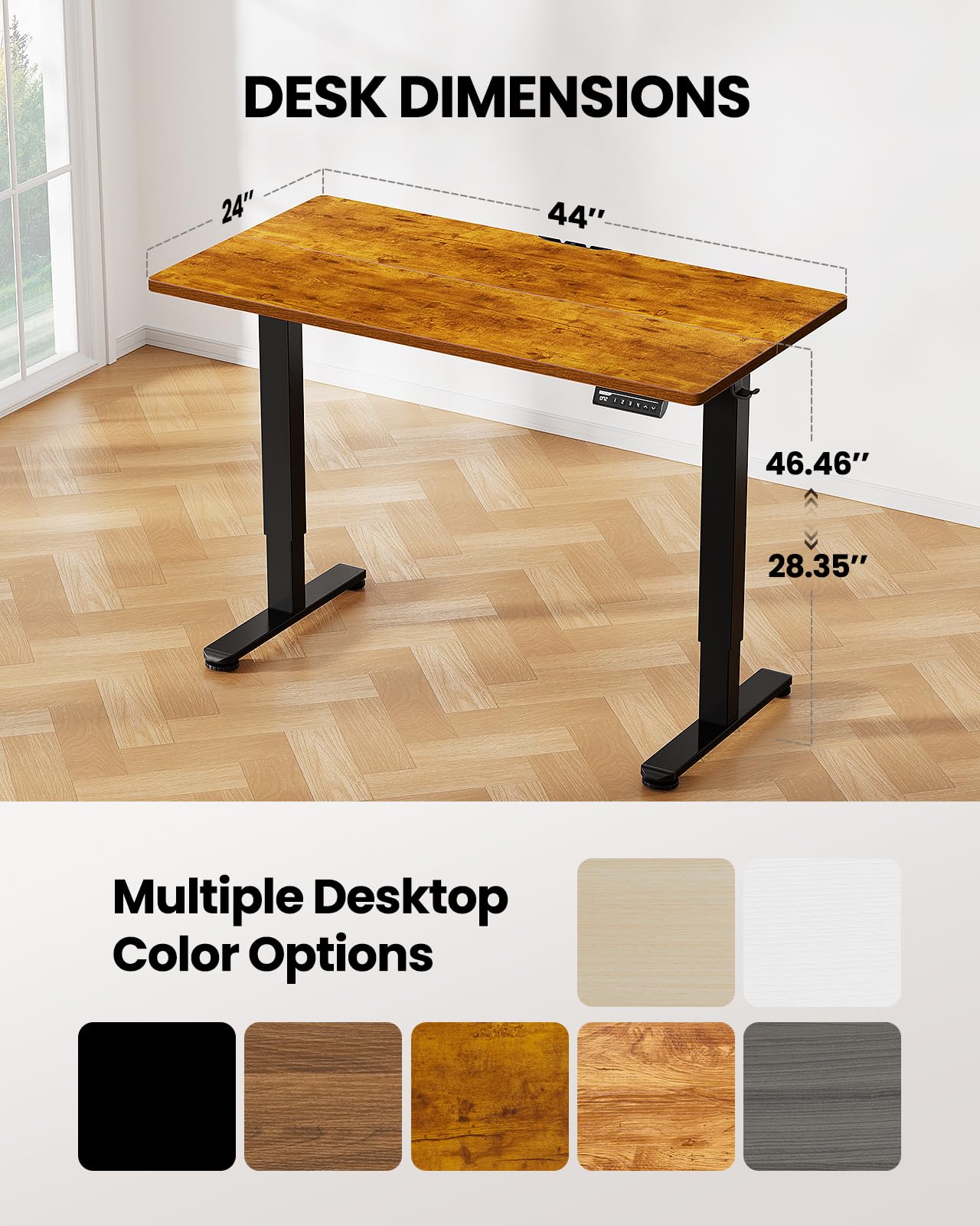 ErGear Height Adjustable Electric Standing Desk, 47.2 x 23.6 Inches Sit Stand up Desk, Memory Computer Home Office Desk (Black)