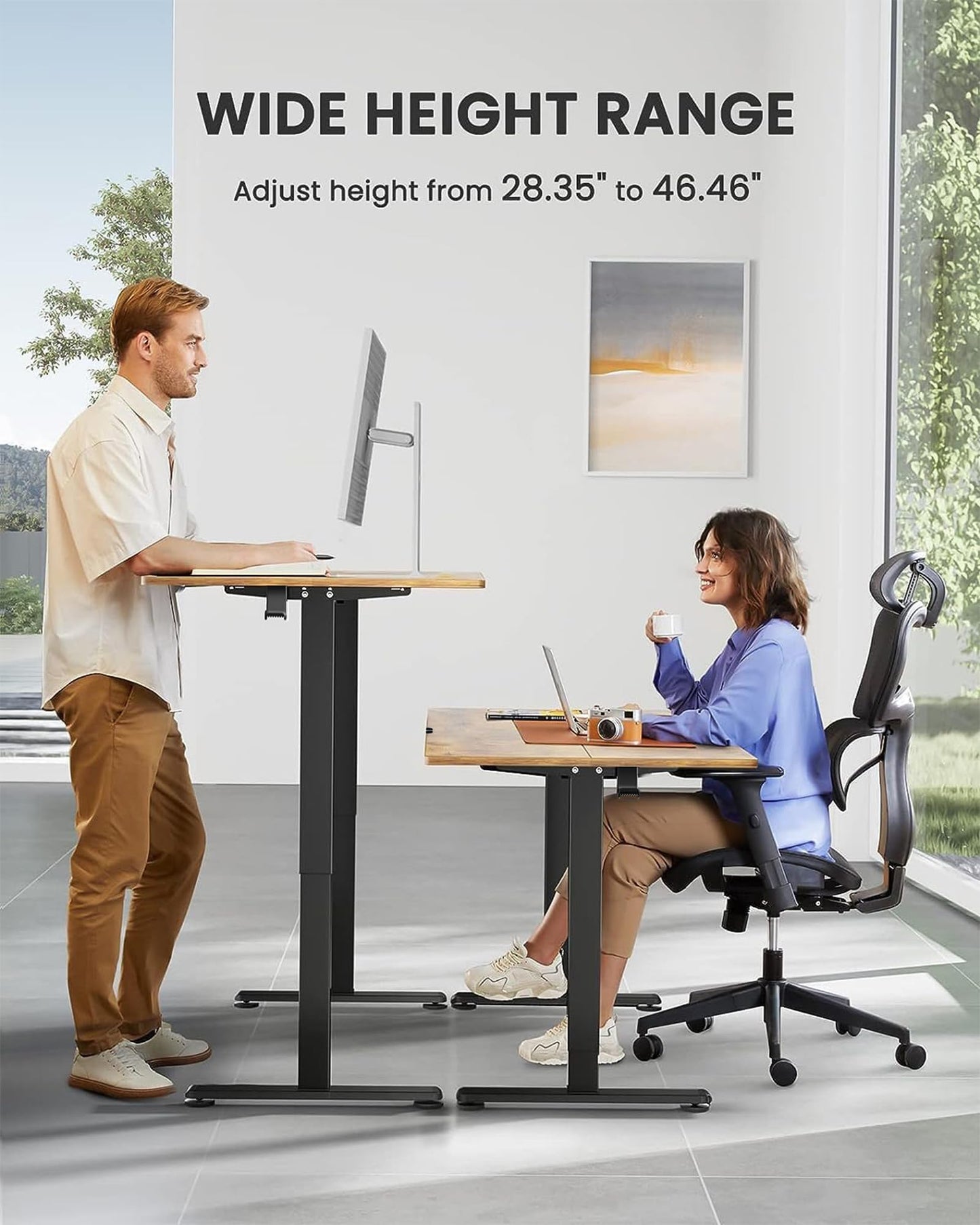 ErGear Height Adjustable Electric Standing Desk, 47.2 x 23.6 Inches Sit Stand up Desk, Memory Computer Home Office Desk (Black)