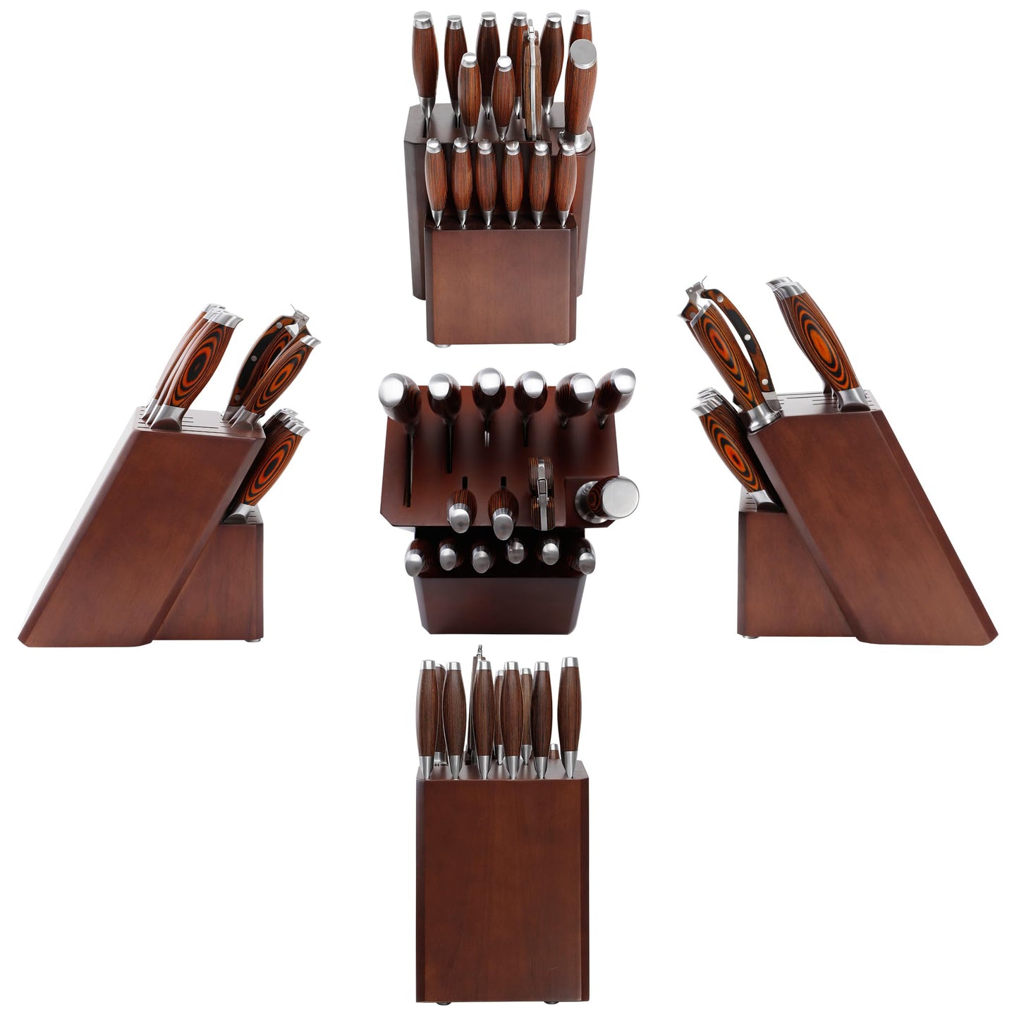 MSY BIGSUNNY Knife Block Set 17-piece Knife Set with Wooden Block - German Steel Perfect Cutlery Set Gift