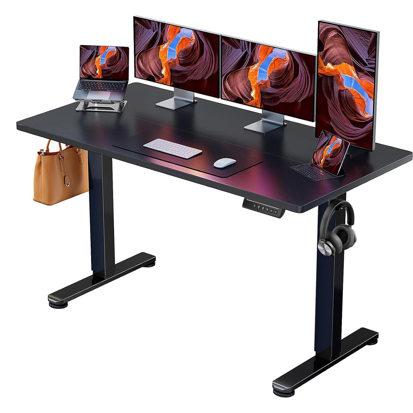 ErGear Height Adjustable Electric Standing Desk, 47.2 x 23.6 Inches Sit Stand up Desk, Memory Computer Home Office Desk (Black)