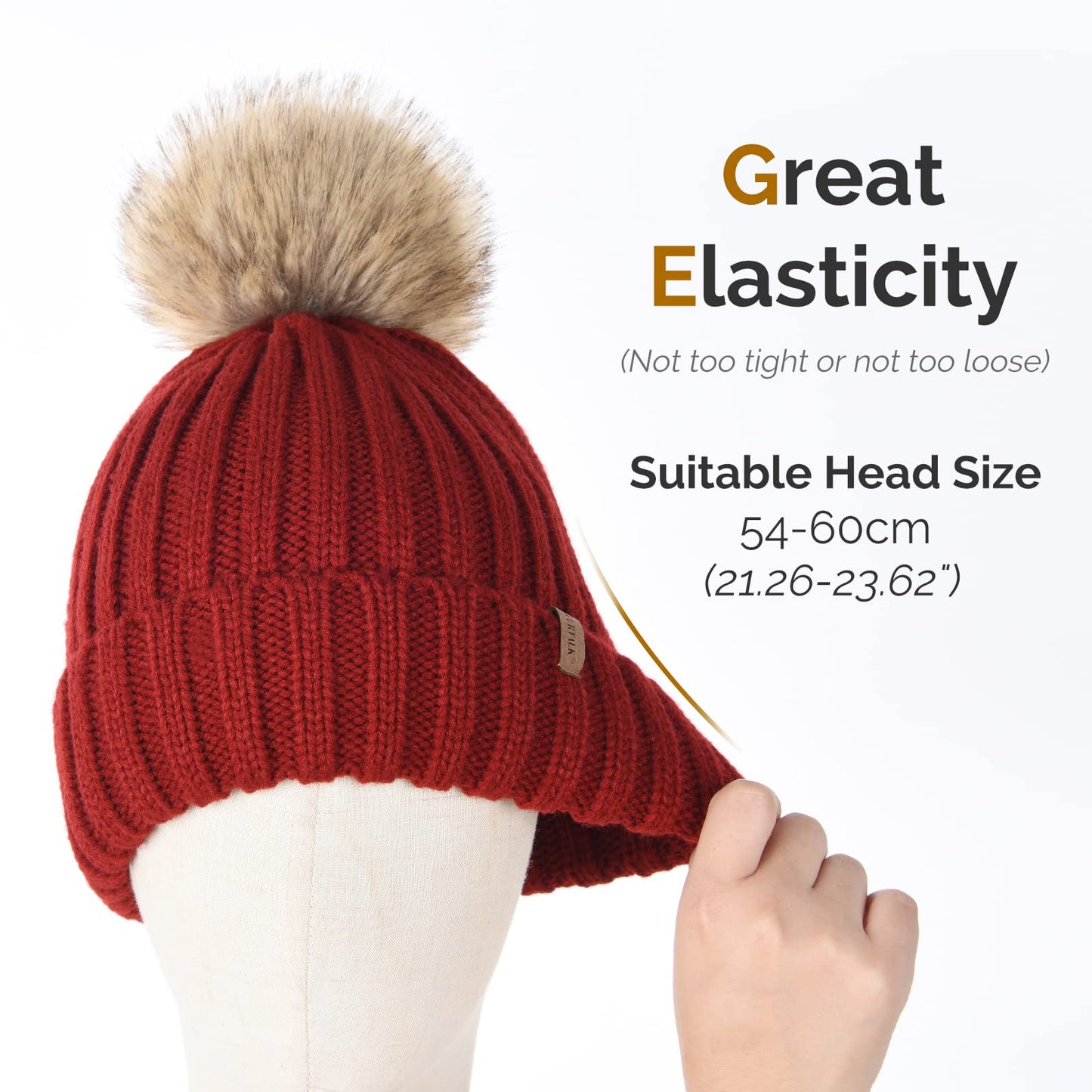 FURTALK Womens Winter Knitted Beanie Hat with Faux Fur Pom Warm Knit Skull Cap Beanie for Women