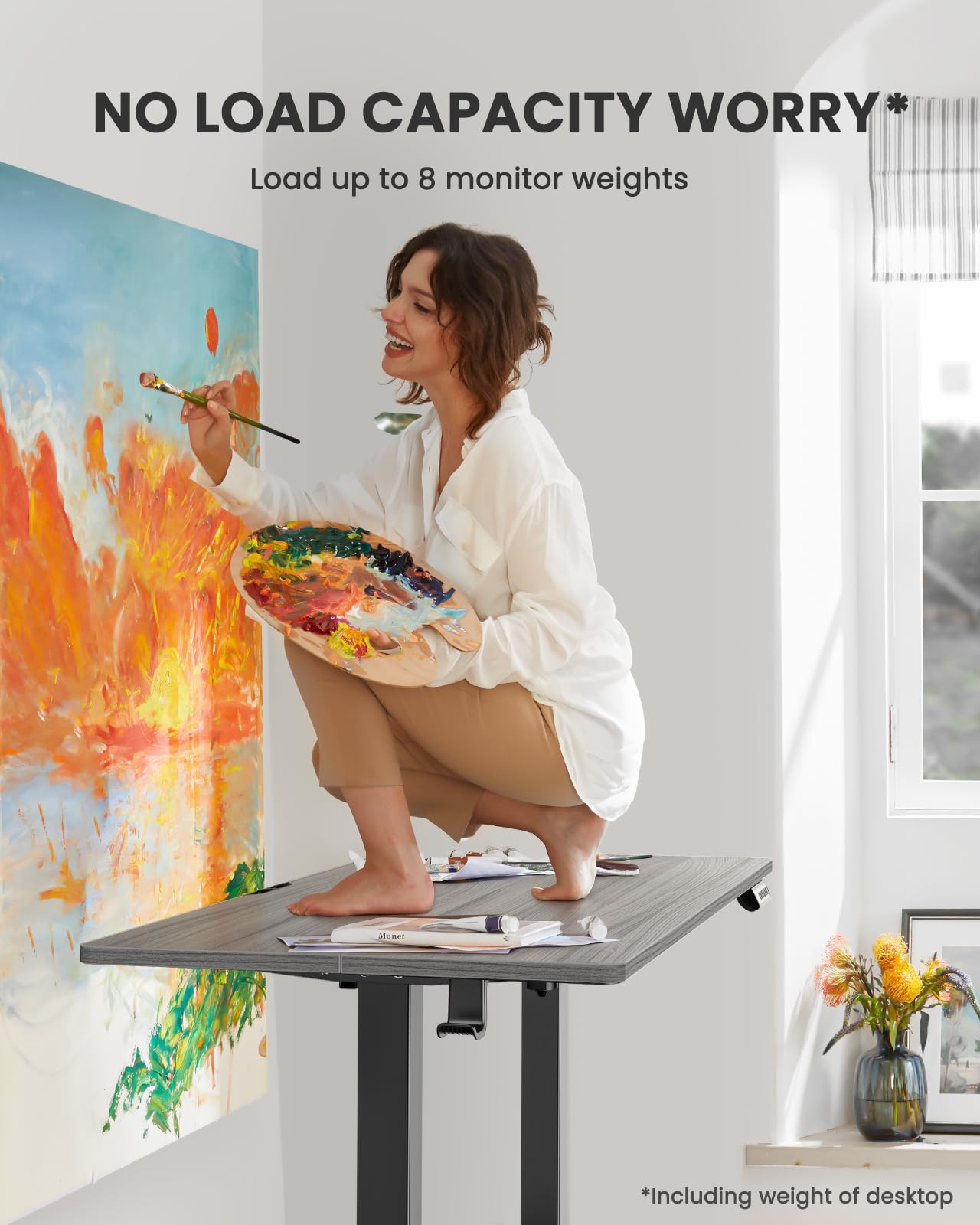 ErGear Height Adjustable Electric Standing Desk, 47.2 x 23.6 Inches Sit Stand up Desk, Memory Computer Home Office Desk (Black)