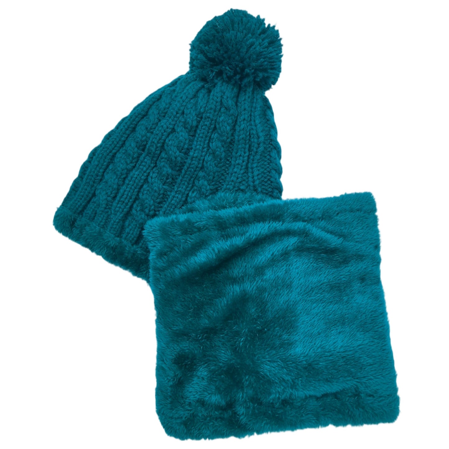 HUAMULAN Women Winter Beanie Hats One Piece Fleece Lined Knit Balaclavas Mask Set Skull Neck Circle Scarf Ski Snow Hat Pompom