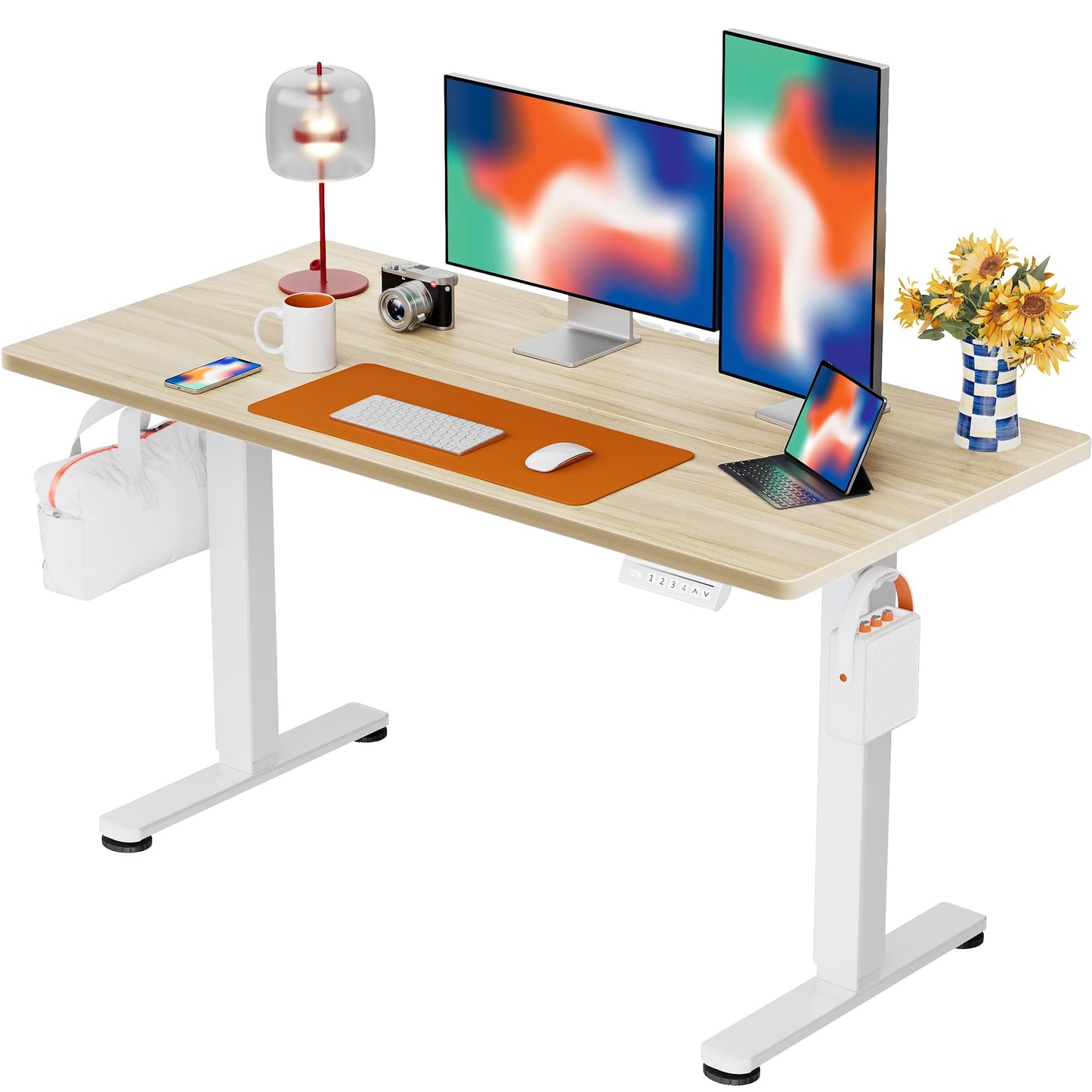 ErGear Height Adjustable Electric Standing Desk, 47.2 x 23.6 Inches Sit Stand up Desk, Memory Computer Home Office Desk (Black)