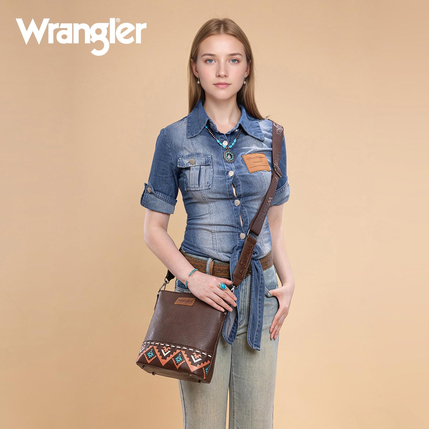 Wrangler Crossbody Purses for Women Two Tone Crossbody Bags Women Purses and Handbags