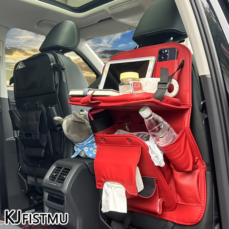 Large Multi-Function Folding Rear Seat Car Parts with Backrest Storage Trash Can, Notebook, Dining Table, and Tray