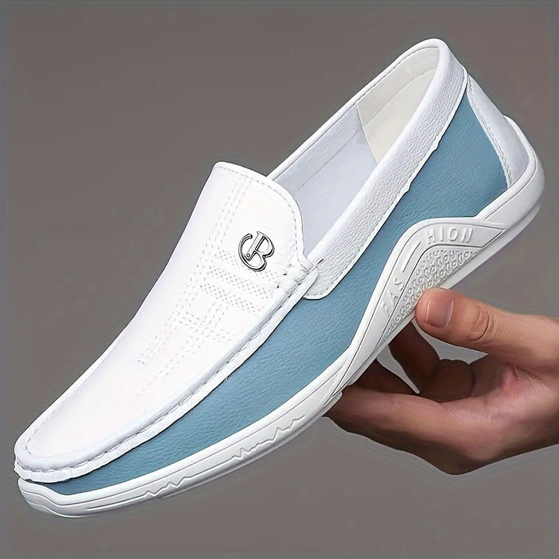 [Trending] Men's Elegant White Slip-On Dress Shoes - Breathable, Non-Slip Rubber Sole for Business & Formal Occasions