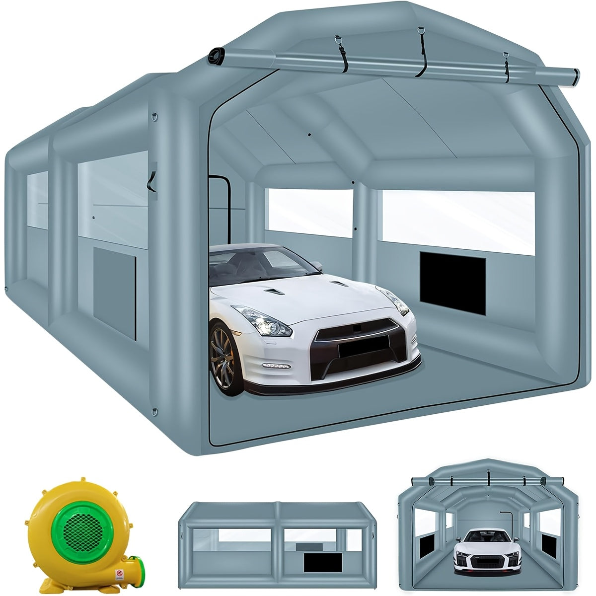 [Inflatable Paint Booth] Portable Inflatable Paint Booth 20 X 13.5 X 9.7ft/13.5 X 8.5 X 8.5ft - Inflatable Paint Booth Tent W/1100W Blower & 750W Blower For DIY Spray Car Parts Painting Motorcycle Garage