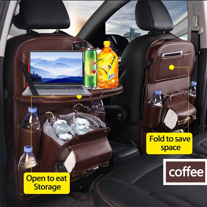 Large Multi-Function Folding Rear Seat Car Parts with Backrest Storage Trash Can, Notebook, Dining Table, and Tray