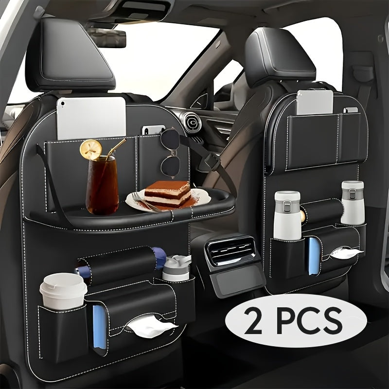 Car Backseat Organizer, Folding Rear Seat Car Parts, Road Trip Car Accessories, Multi-function Backrest Storage Trash Can, Large Storage Bag, Notebook, Dining Table, Tray