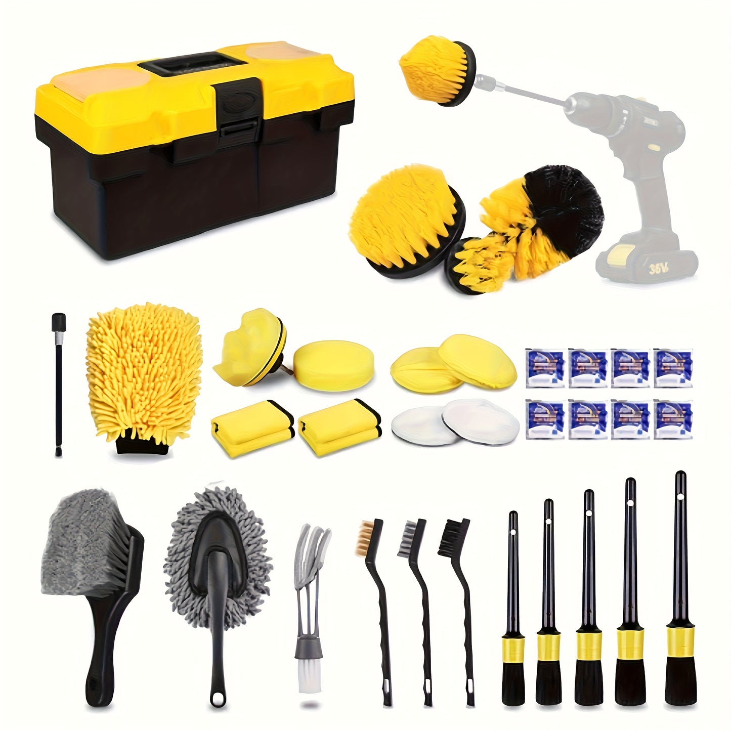 35pcs Car Detail Kit, Car Detail Brush Kit, Car Wash Kit, Car Parts, Car Cleaning Tool Kit, for Interior, Exterior, Wheels, Car Cleaning Brushes, Car Interior Dust Brush, Car Interior Cleaner, Car Cleaning Accessories, Vehicl